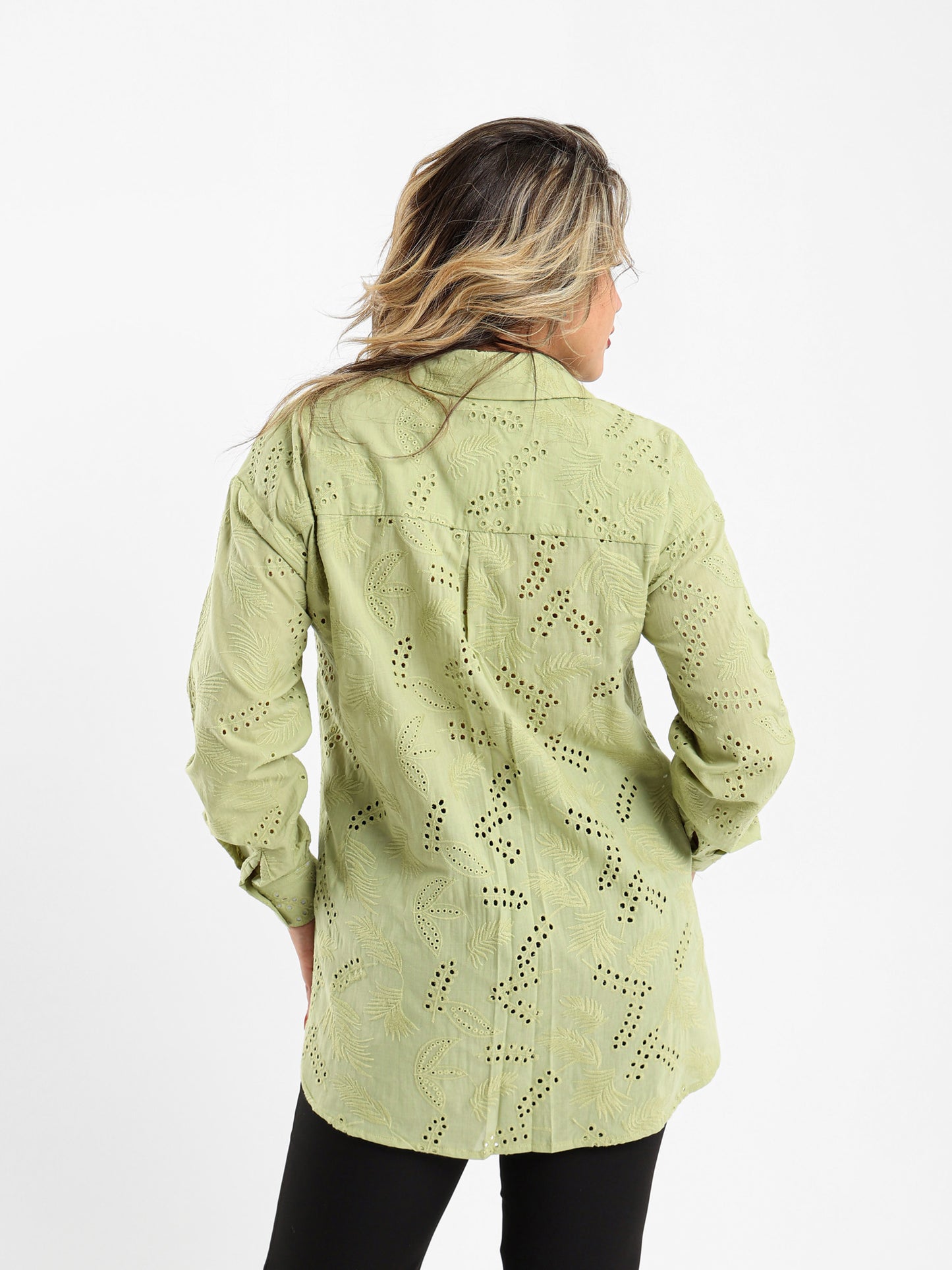 Loose-Fit Blouse with Perforated Embroidery