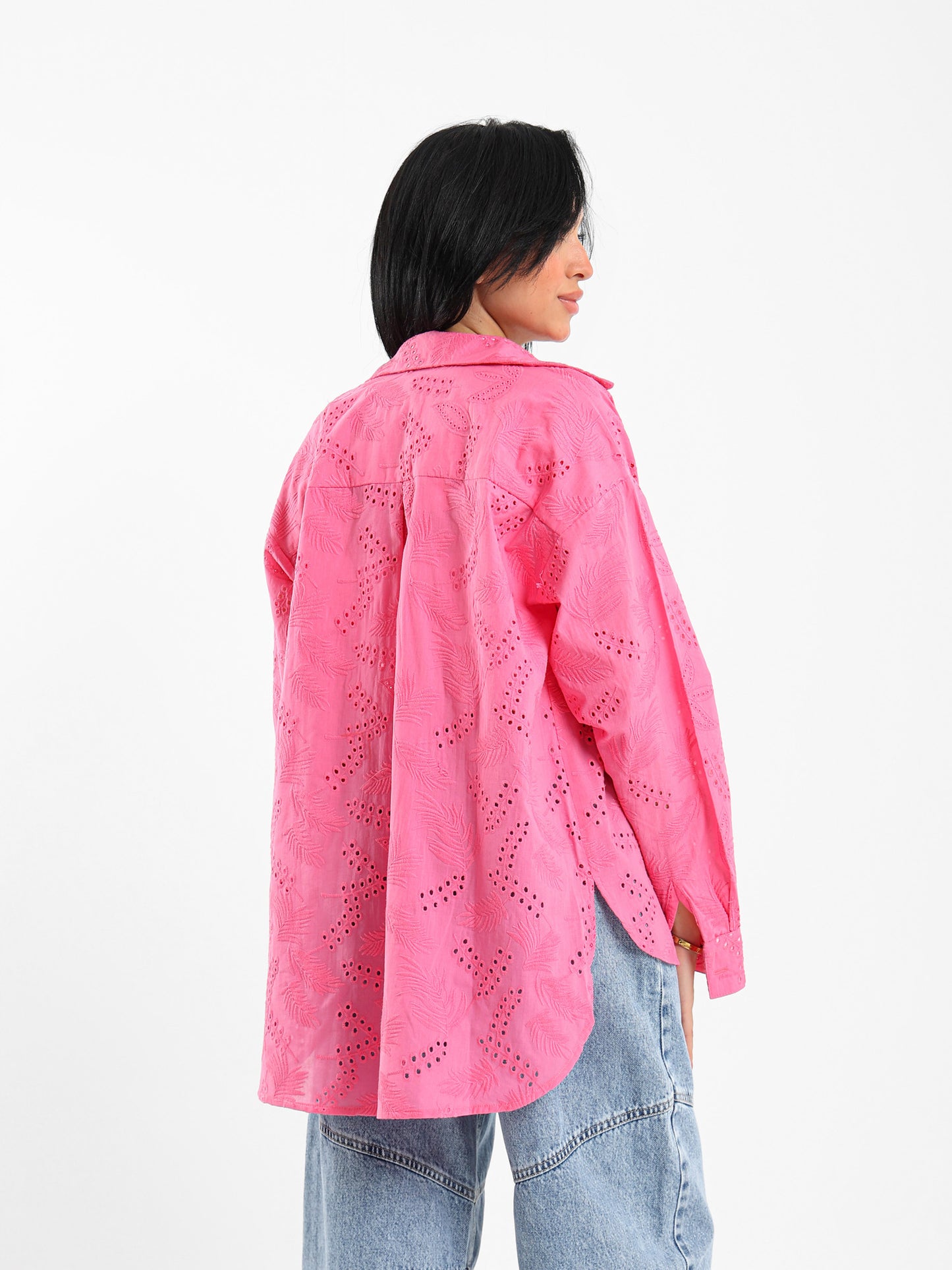 Loose-Fit Blouse with Perforated Embroidery