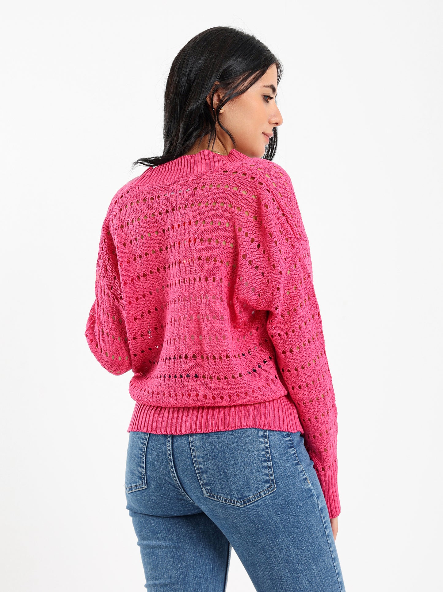 Perforated Buttoned Cardigan