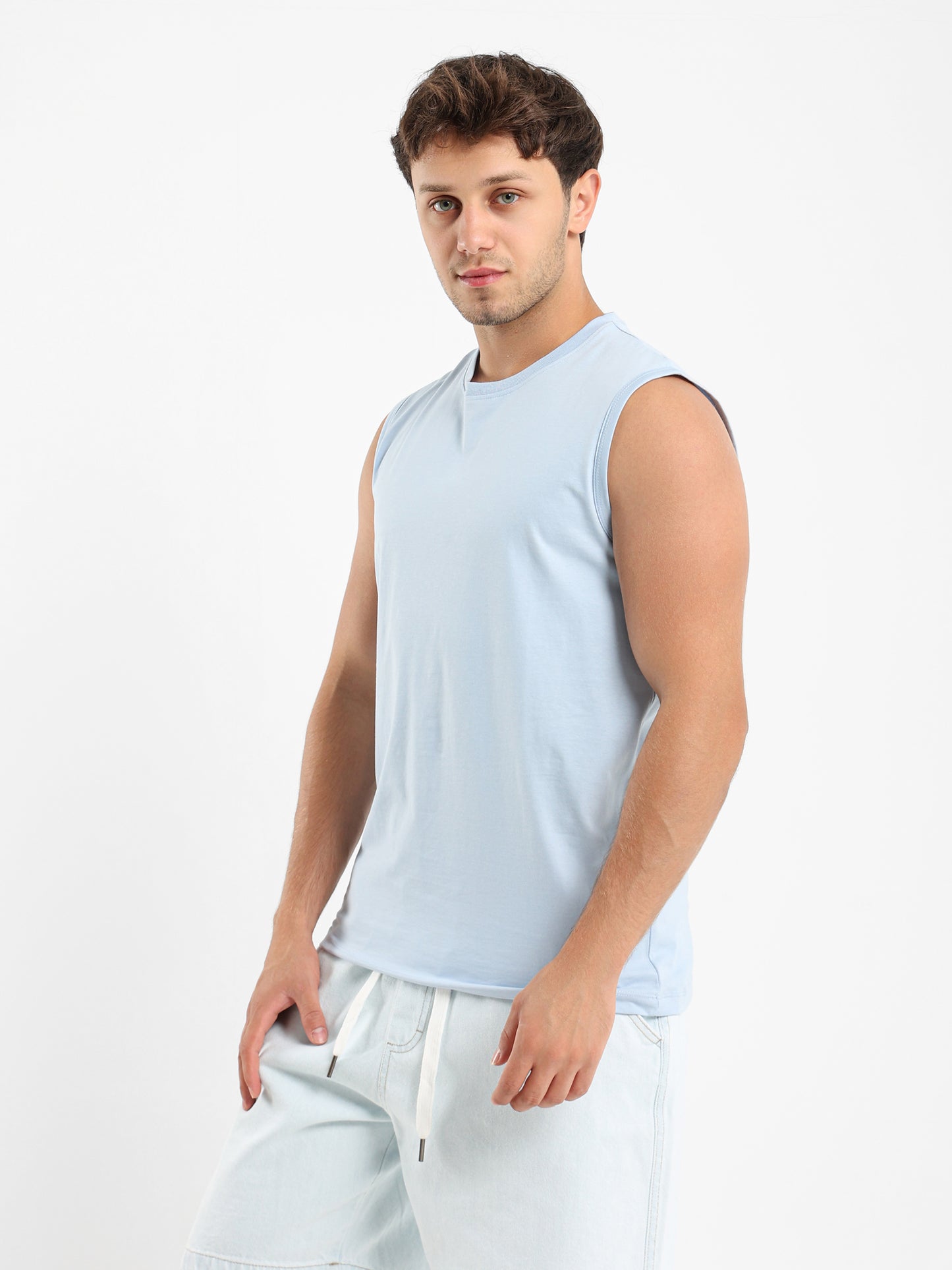 Basic Crew Neck Sleeveless T-Shirt