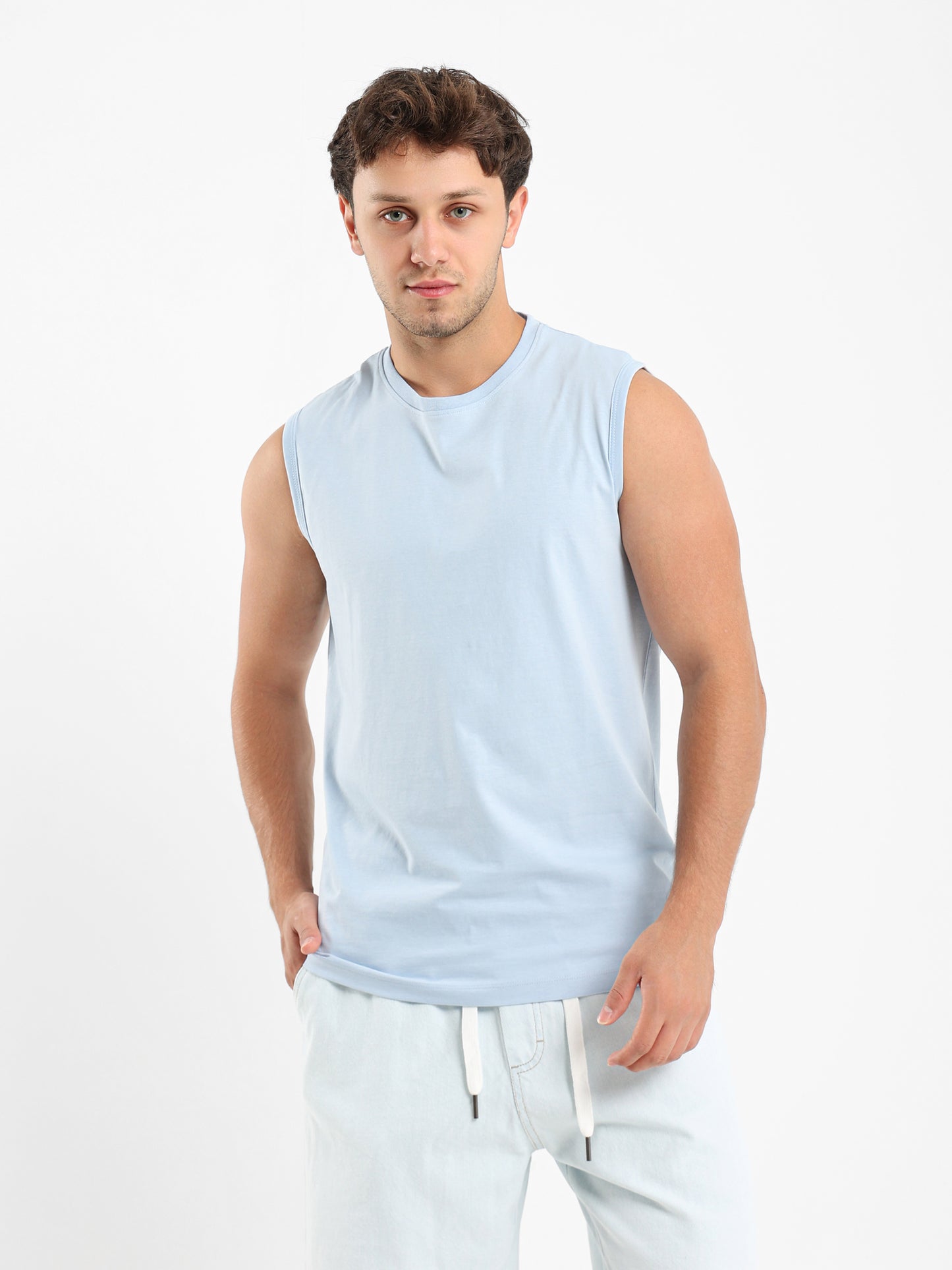 Basic Crew Neck Sleeveless T-Shirt