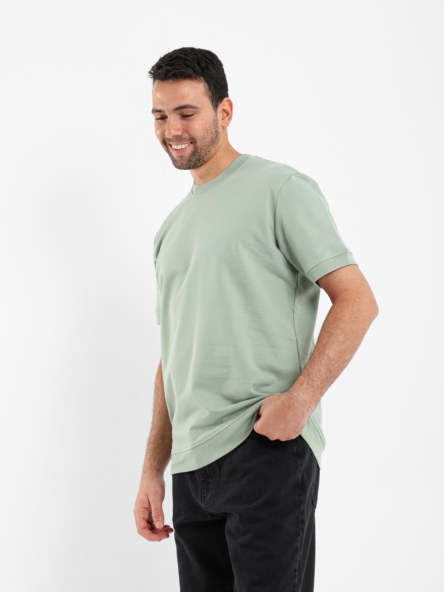 Ribbed Hem Short Sleeves Sweatshirt