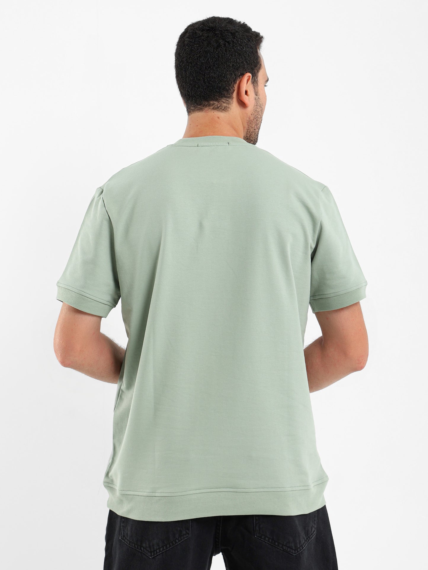 Ribbed Hem Short Sleeves Sweatshirt