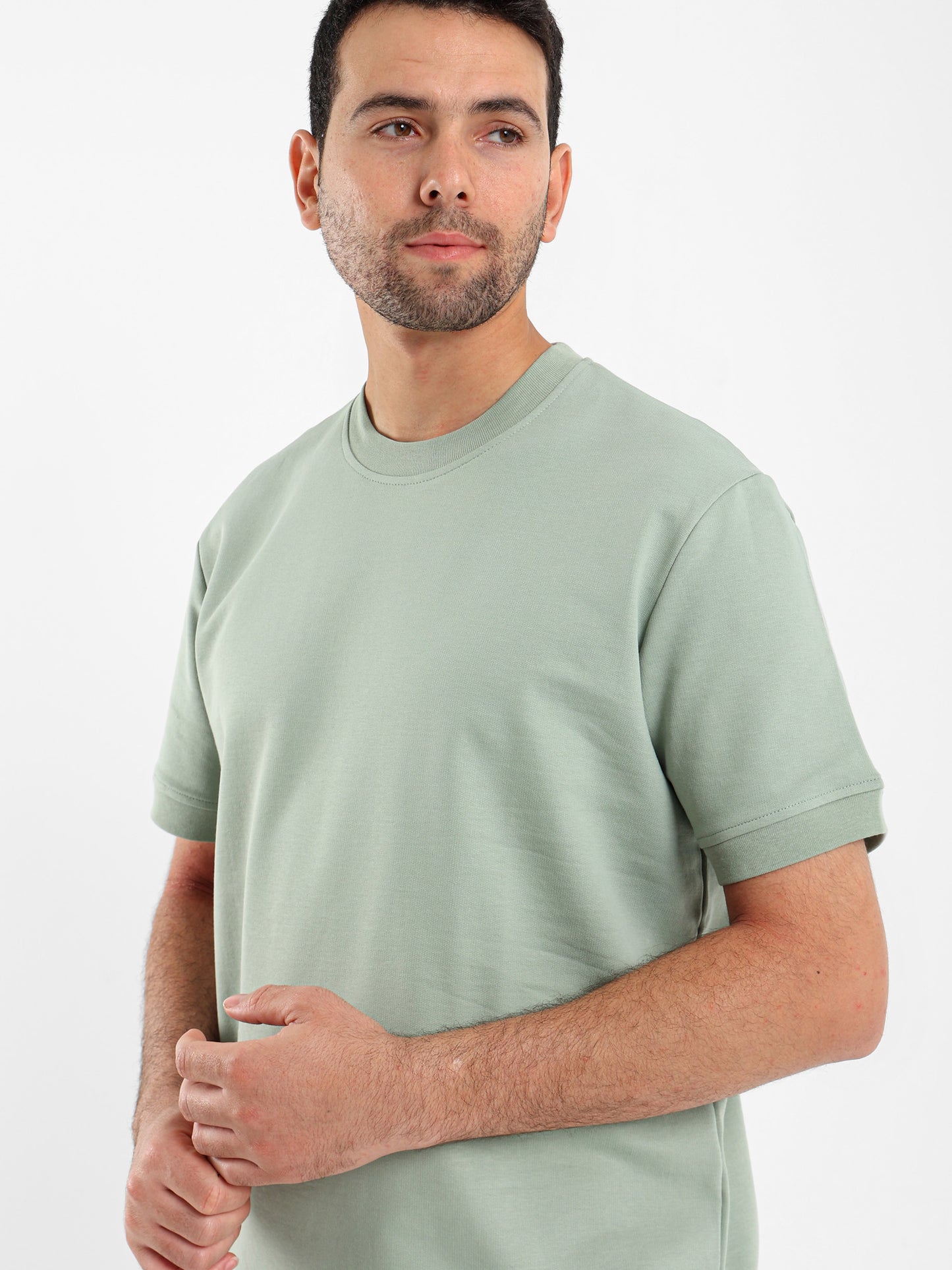Ribbed Hem Short Sleeves Sweatshirt
