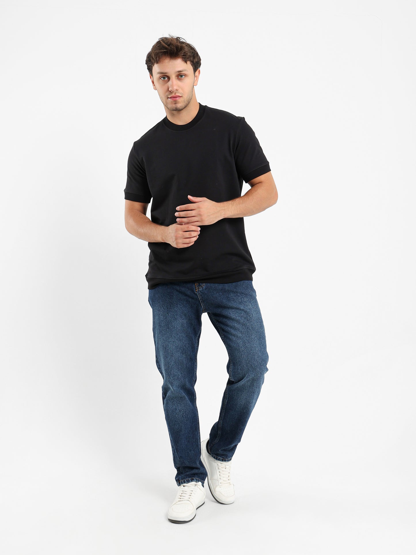 Ribbed Hem Short Sleeves Sweatshirt