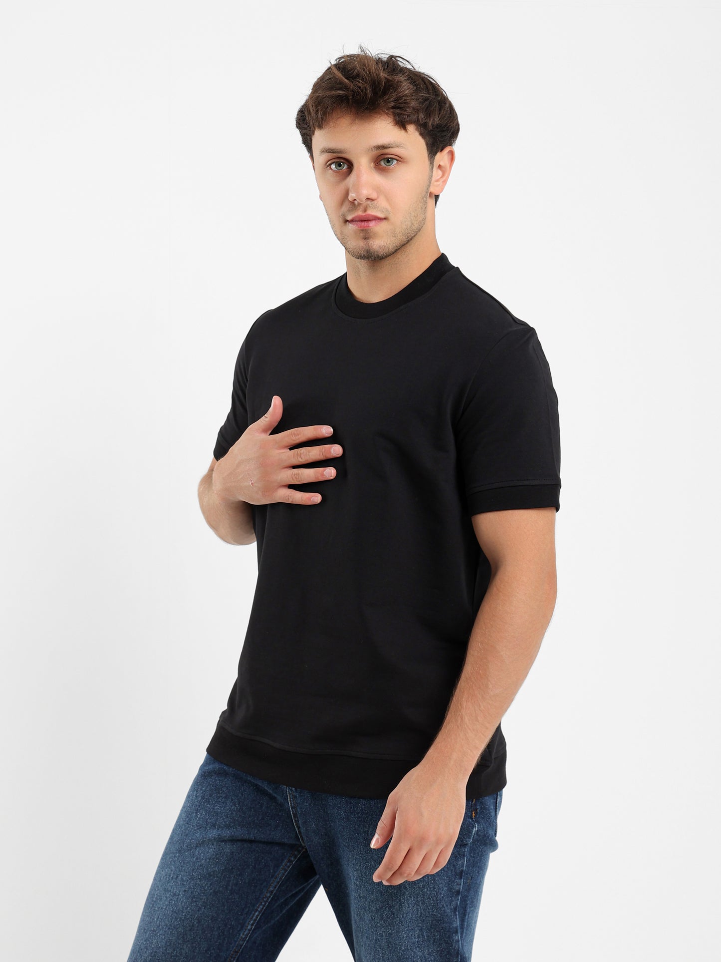 Ribbed Hem Short Sleeves Sweatshirt