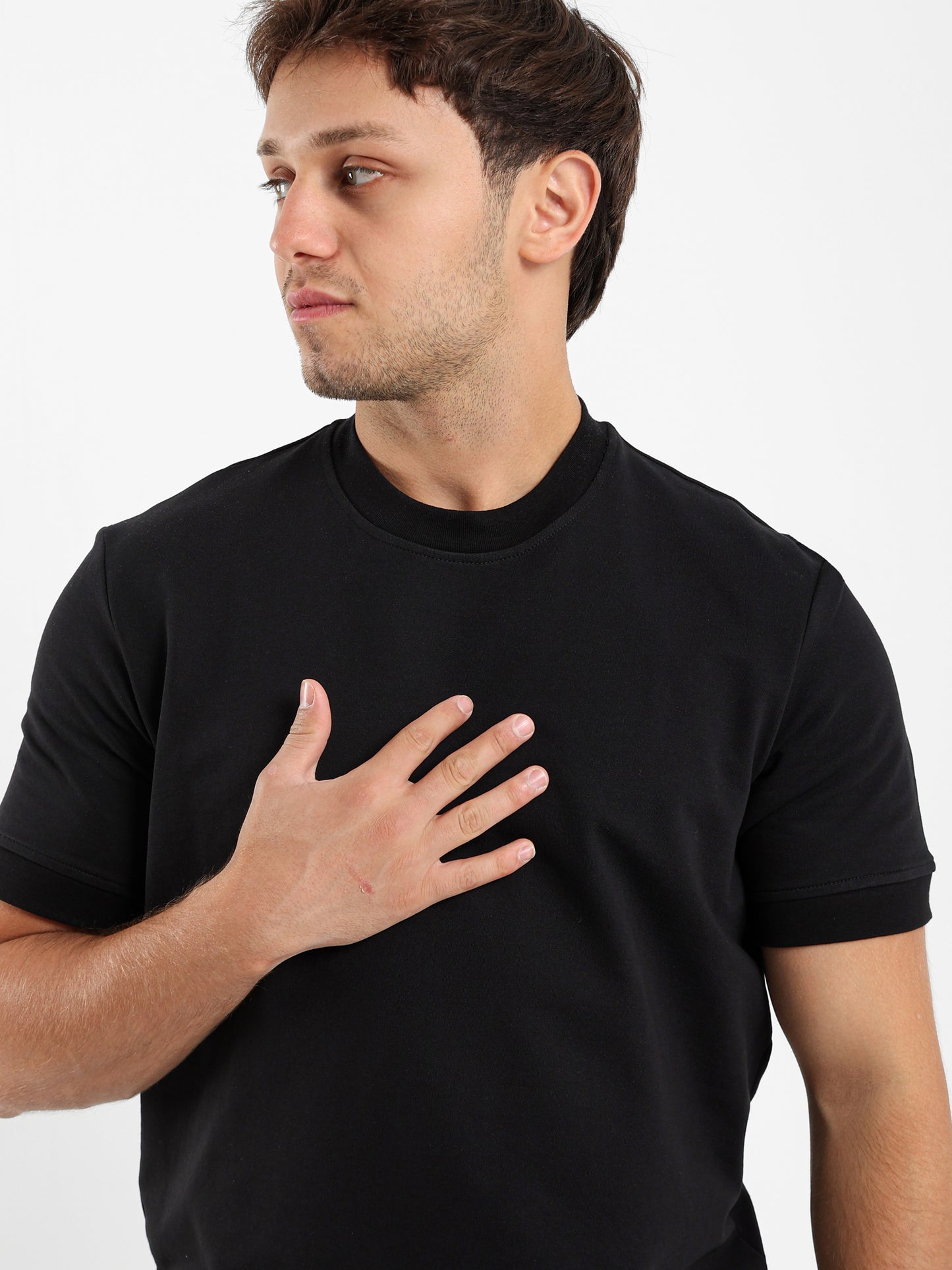 Ribbed Hem Short Sleeves Sweatshirt