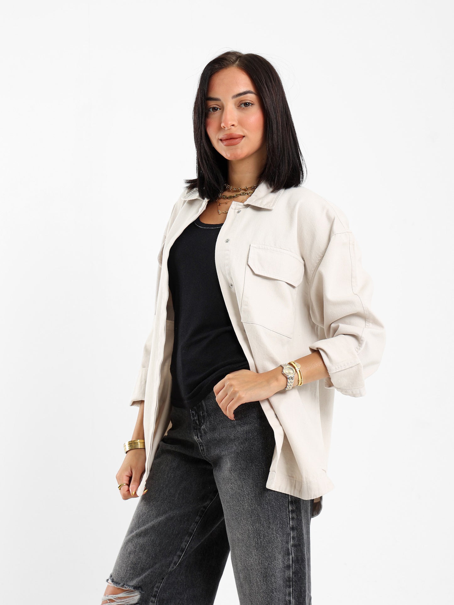 Oversized Gabardine Overshirt Jacket