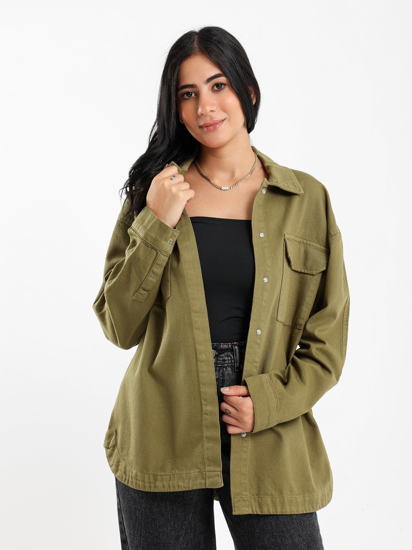Oversized Gabardine Overshirt Jacket