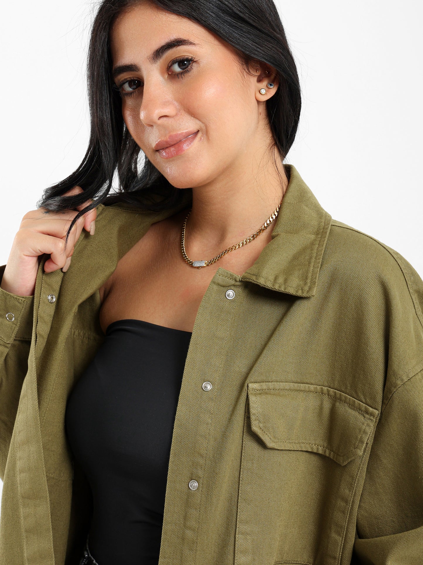 Oversized Gabardine Overshirt Jacket