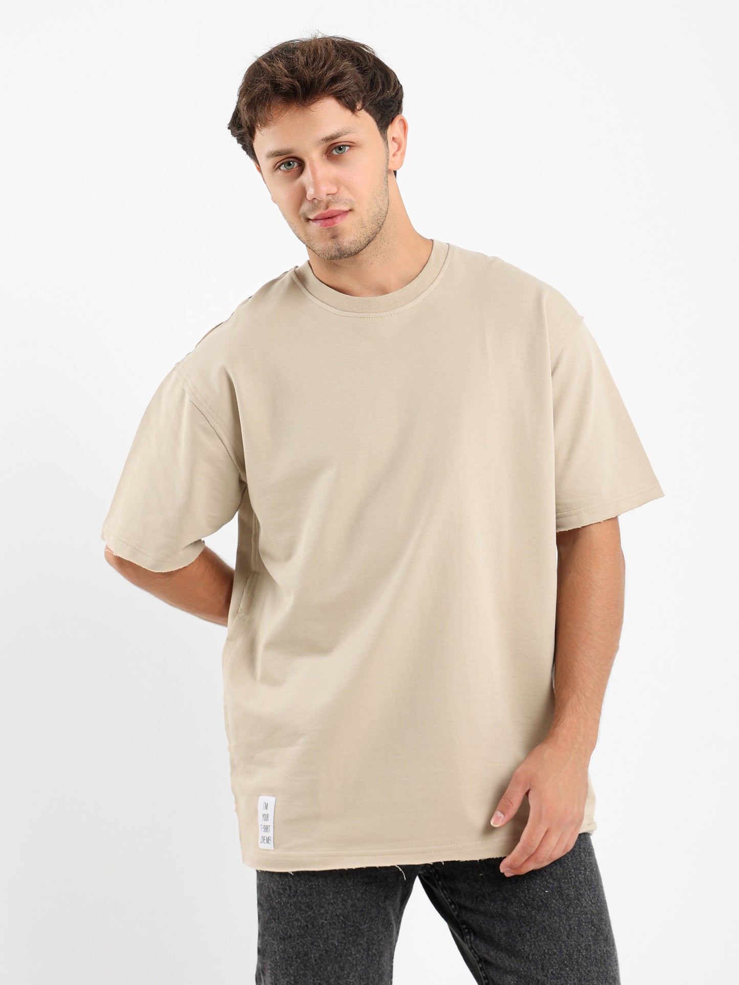 Unfinished Casual Crew Neck Half Sleeve T-shirt
