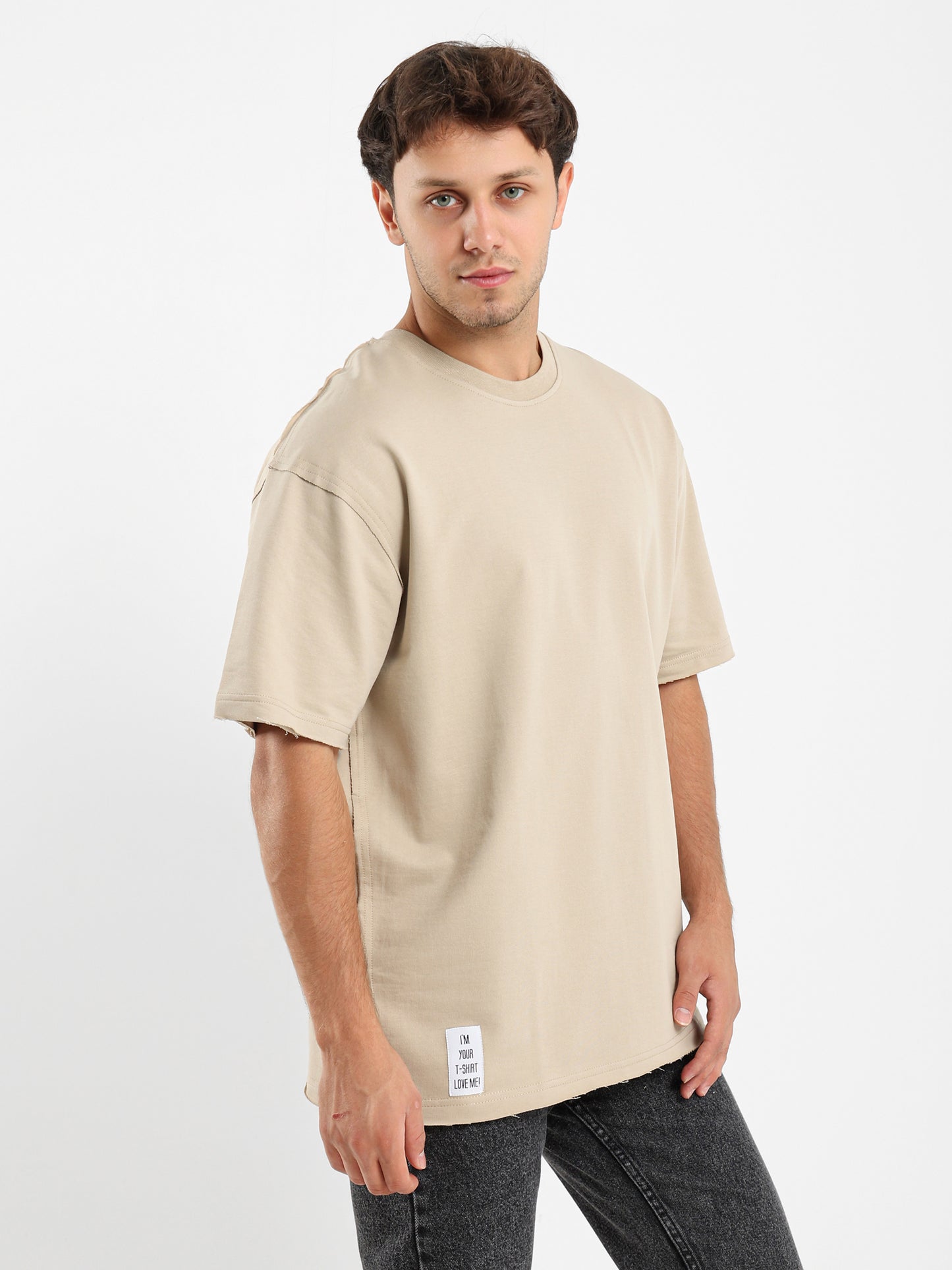 Unfinished Casual Crew Neck Half Sleeve T-shirt