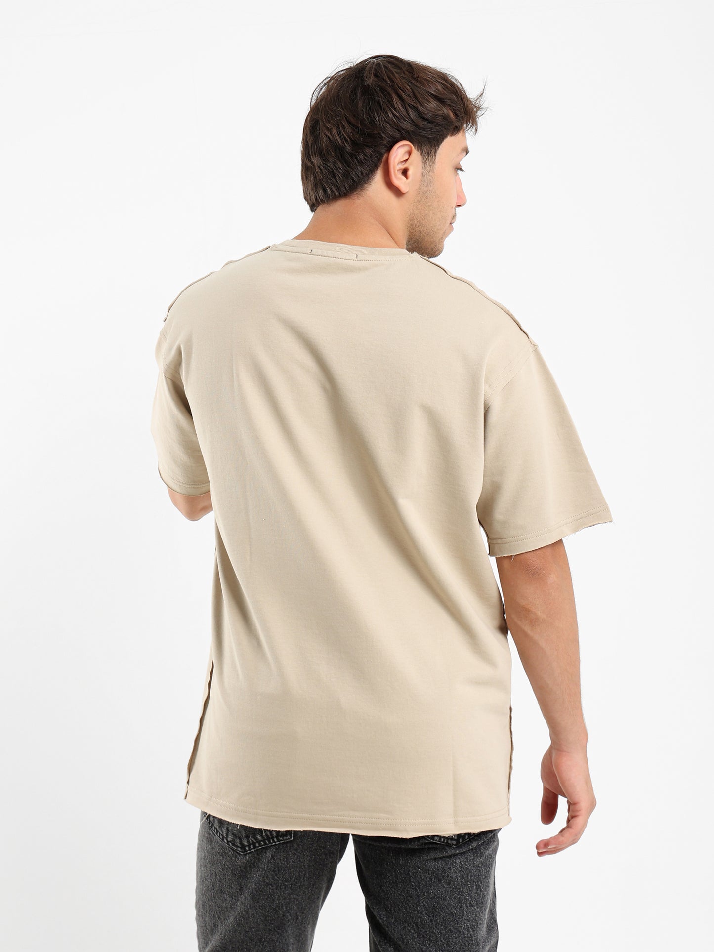 Unfinished Casual Crew Neck Half Sleeve T-shirt