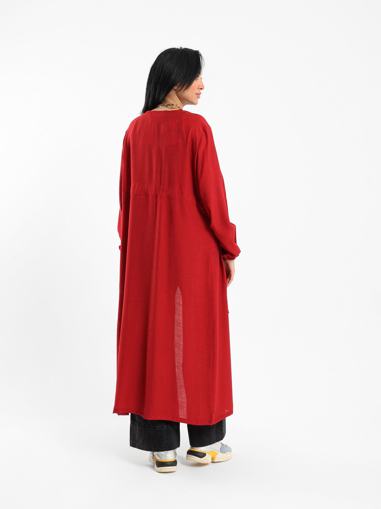 Tie-Front Long Kimono