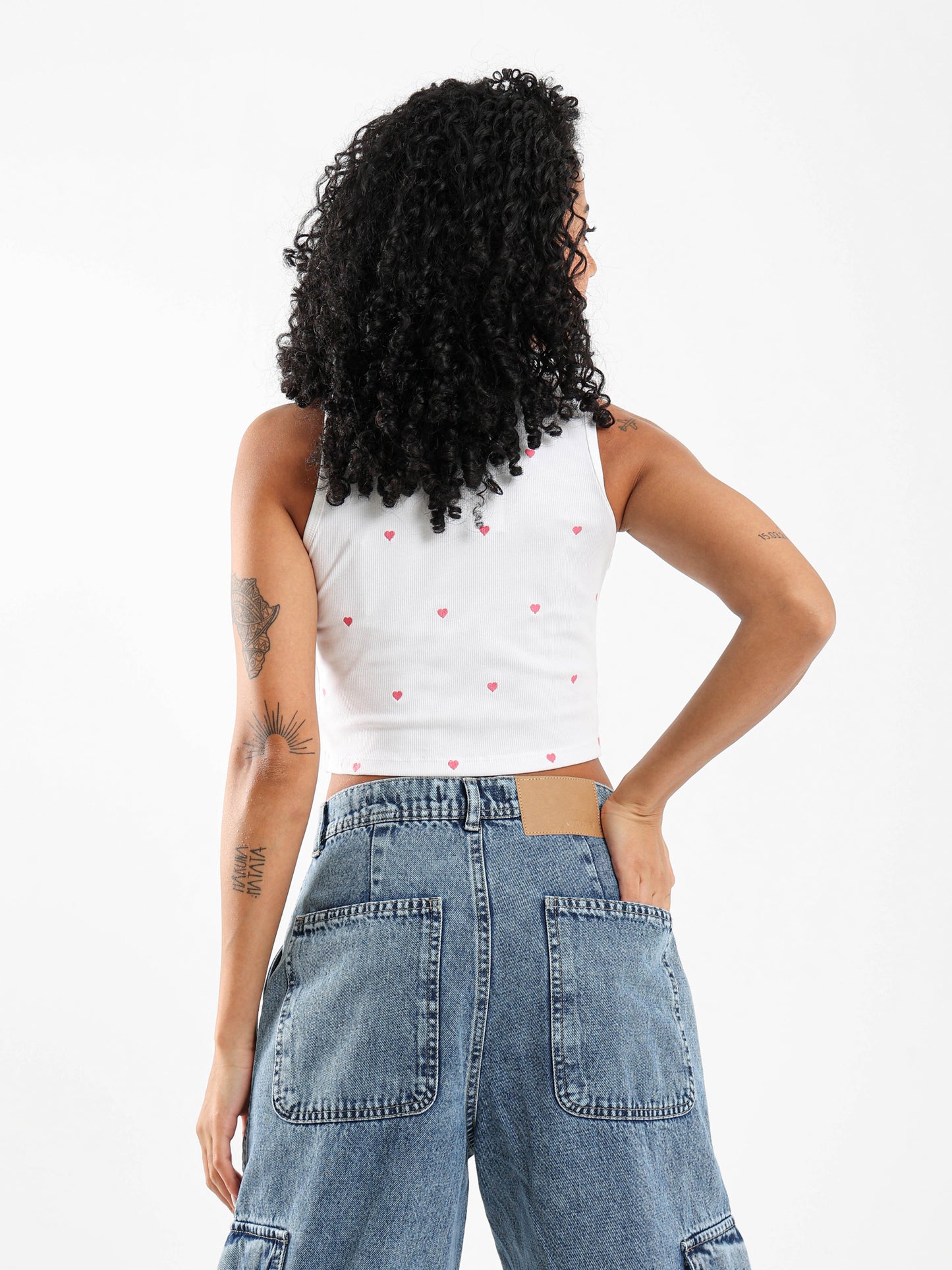 Heart Embroidered Cropped Top