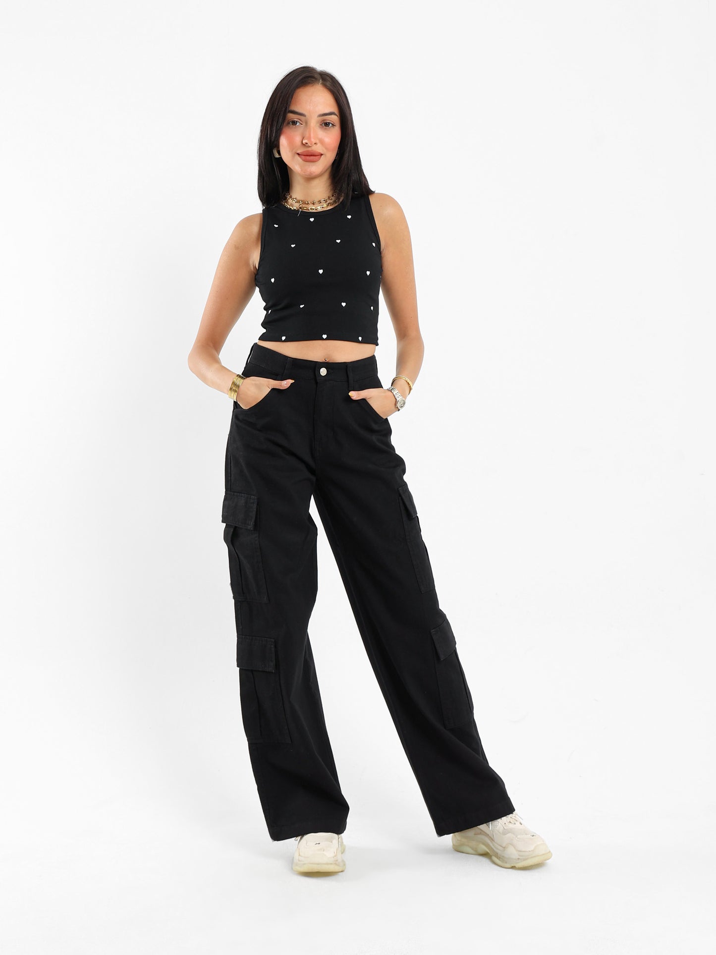 Heart Embroidered Cropped Top