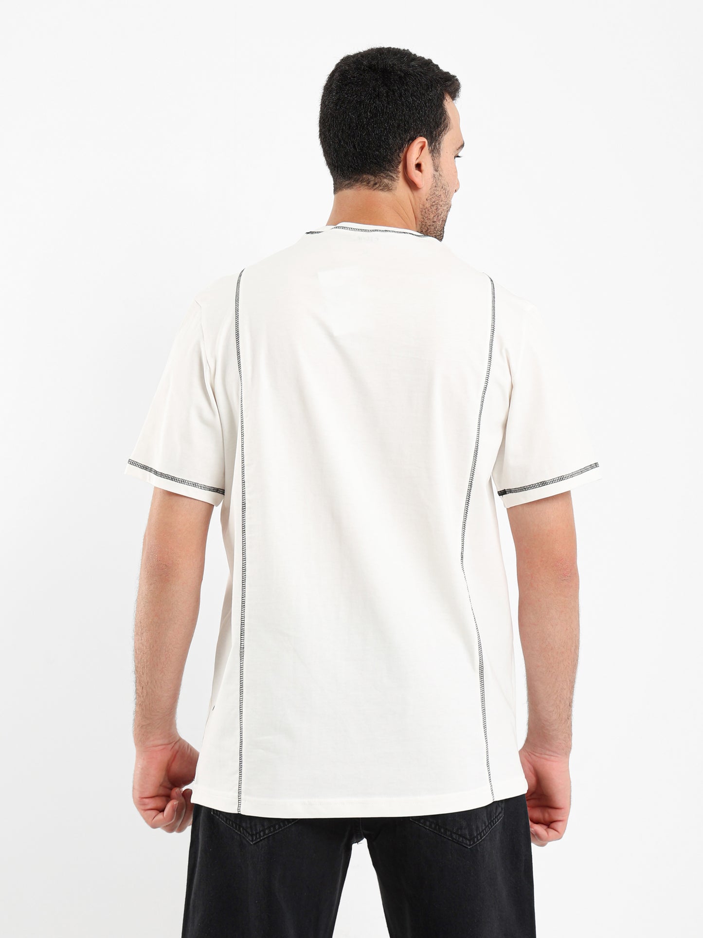 Contrast Detail Crew Neck T-shirt
