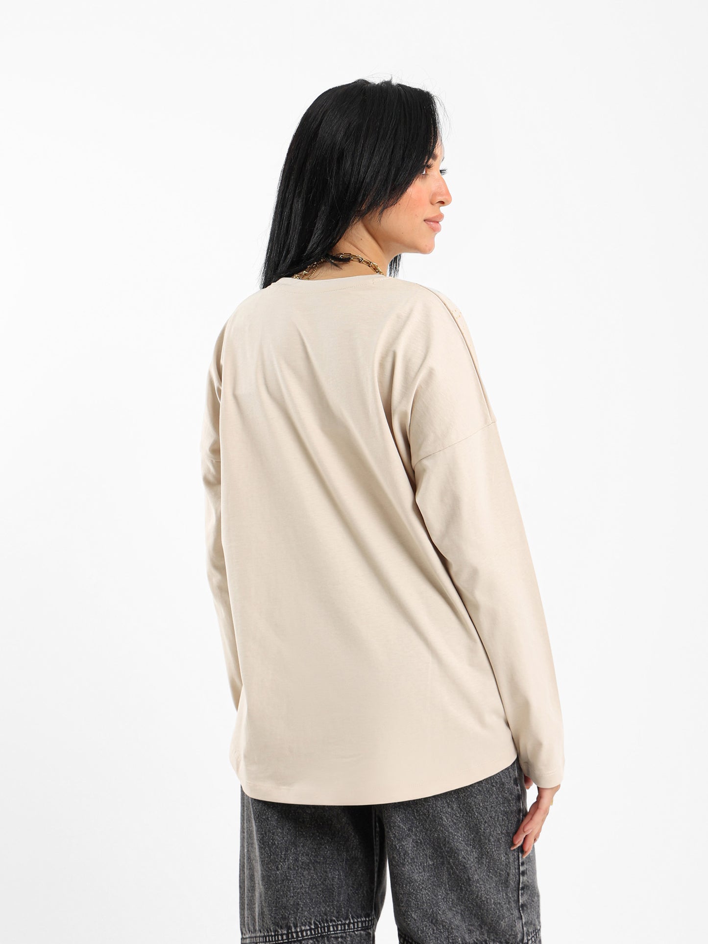 Metallic Printed Long Sleeves Tee