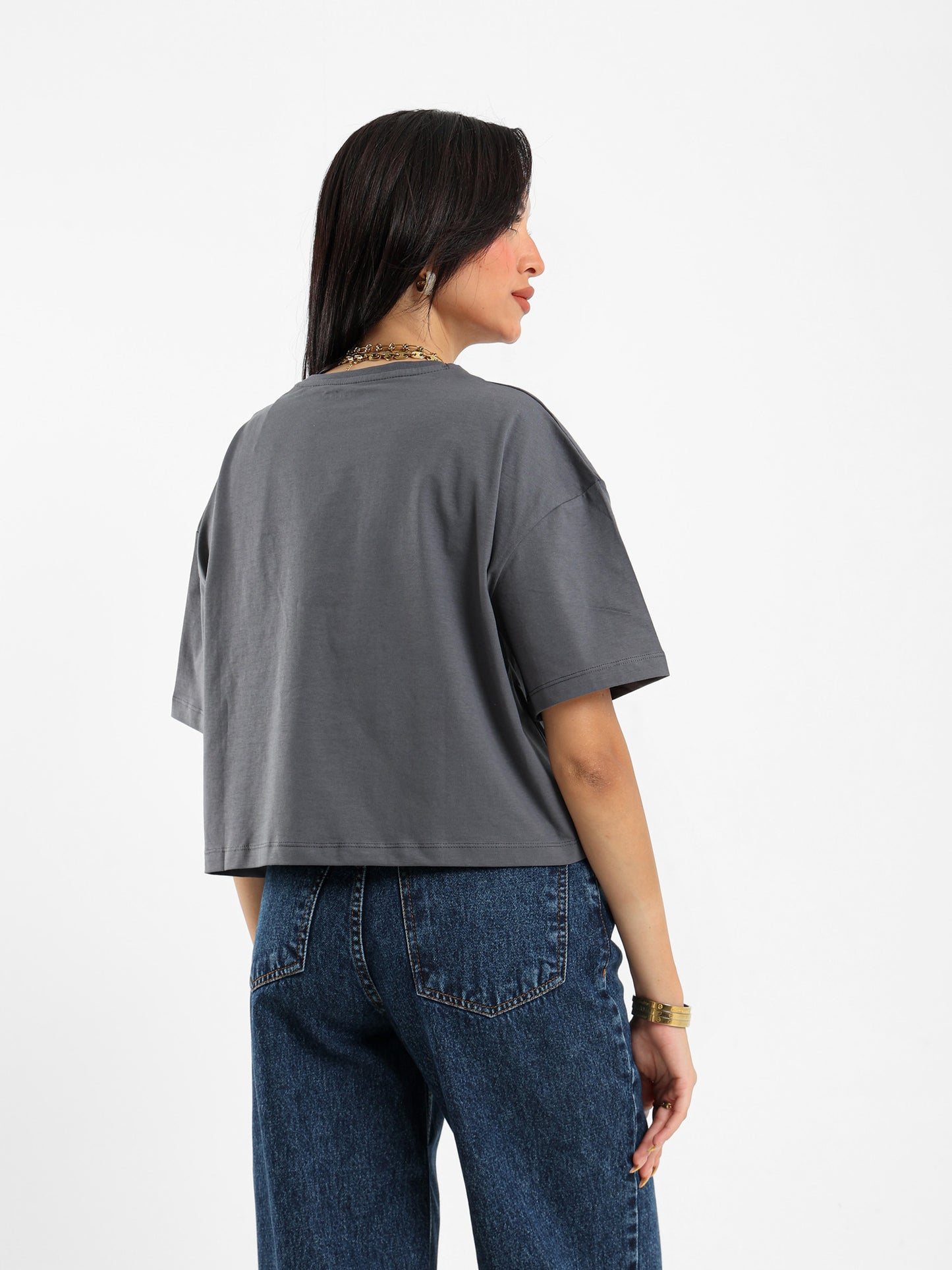 Cropped Half Sleeve Printed Top
