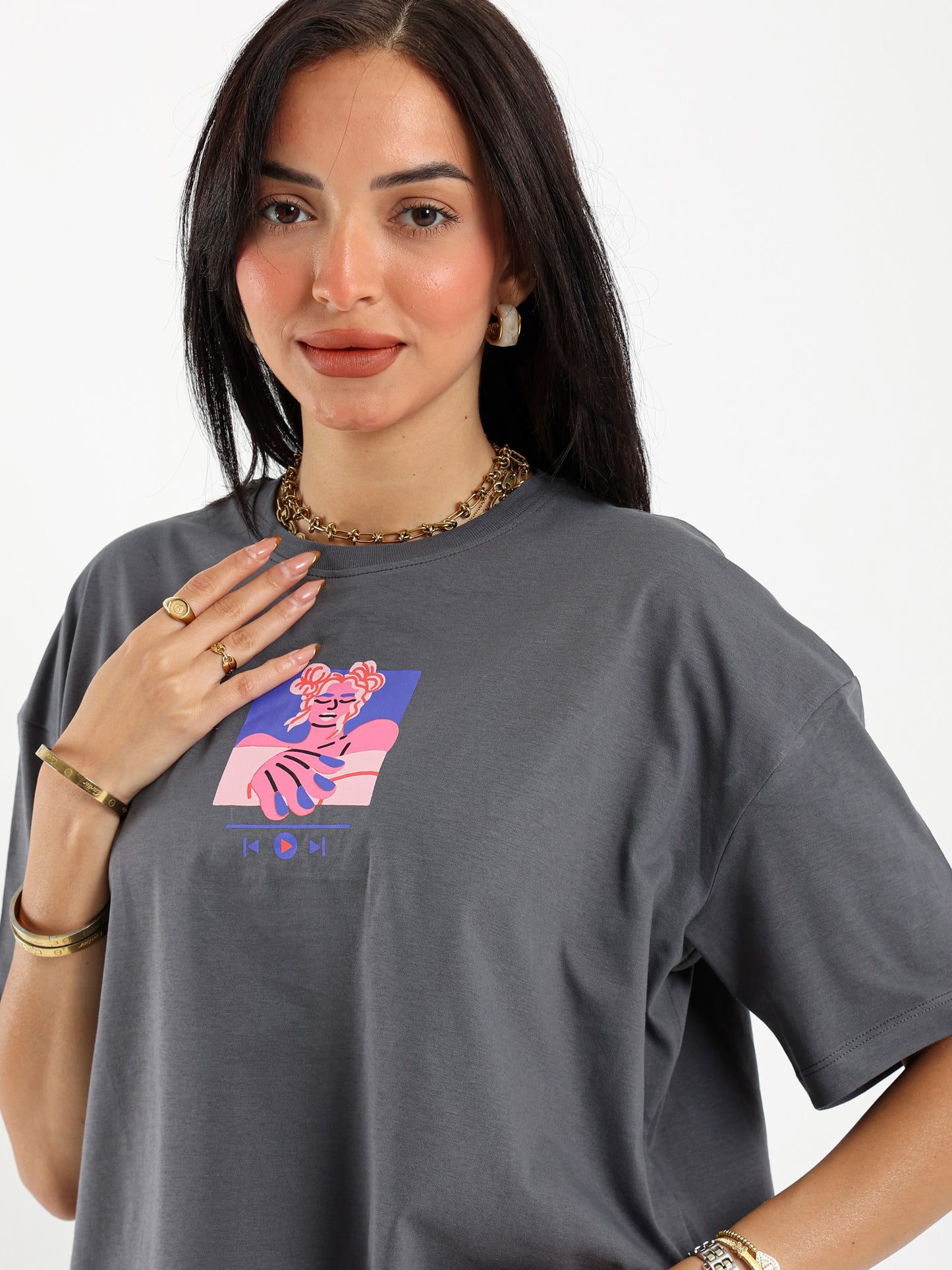 Cropped Half Sleeve Printed Top