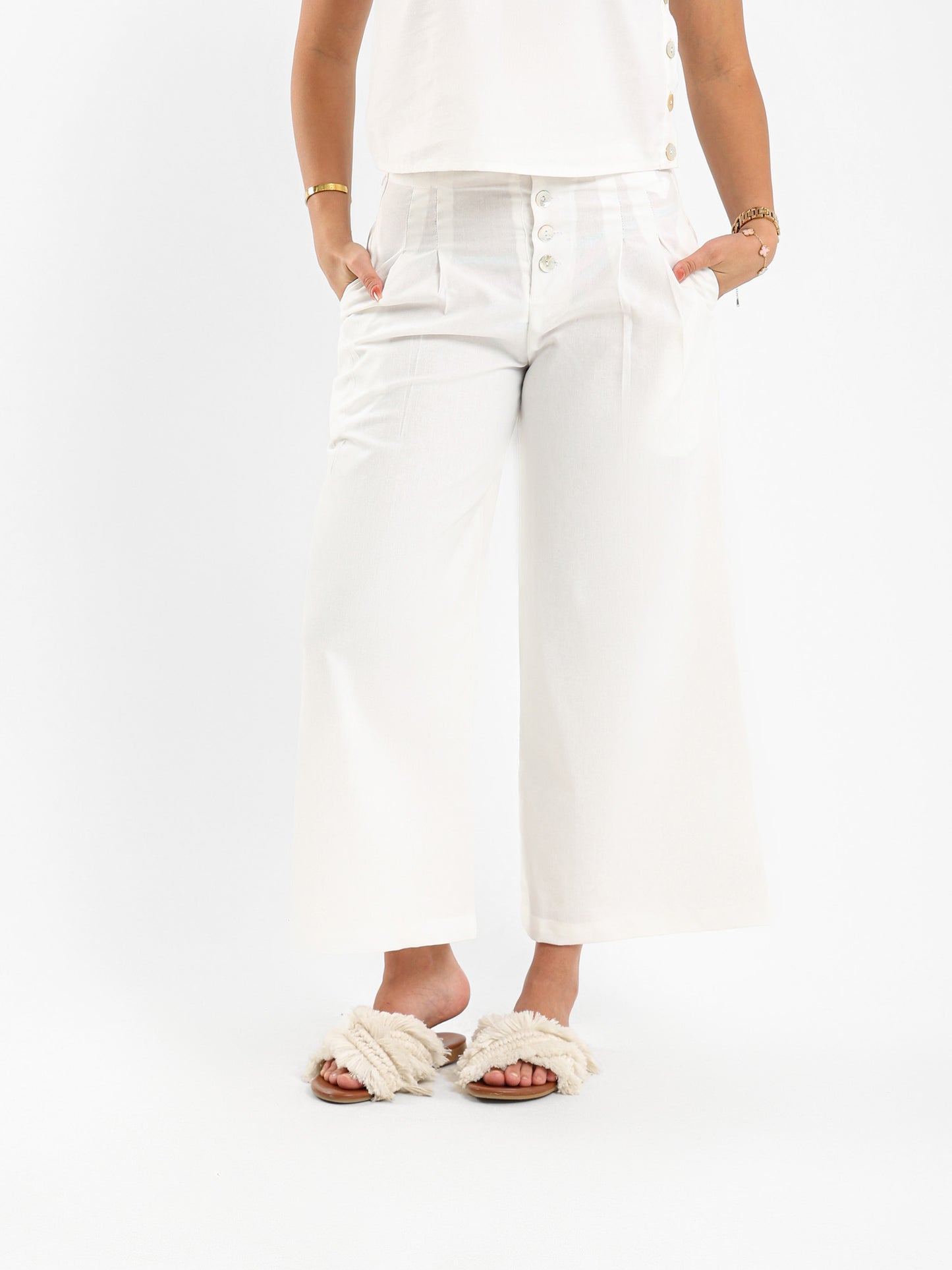 Linen Pants with Buttons