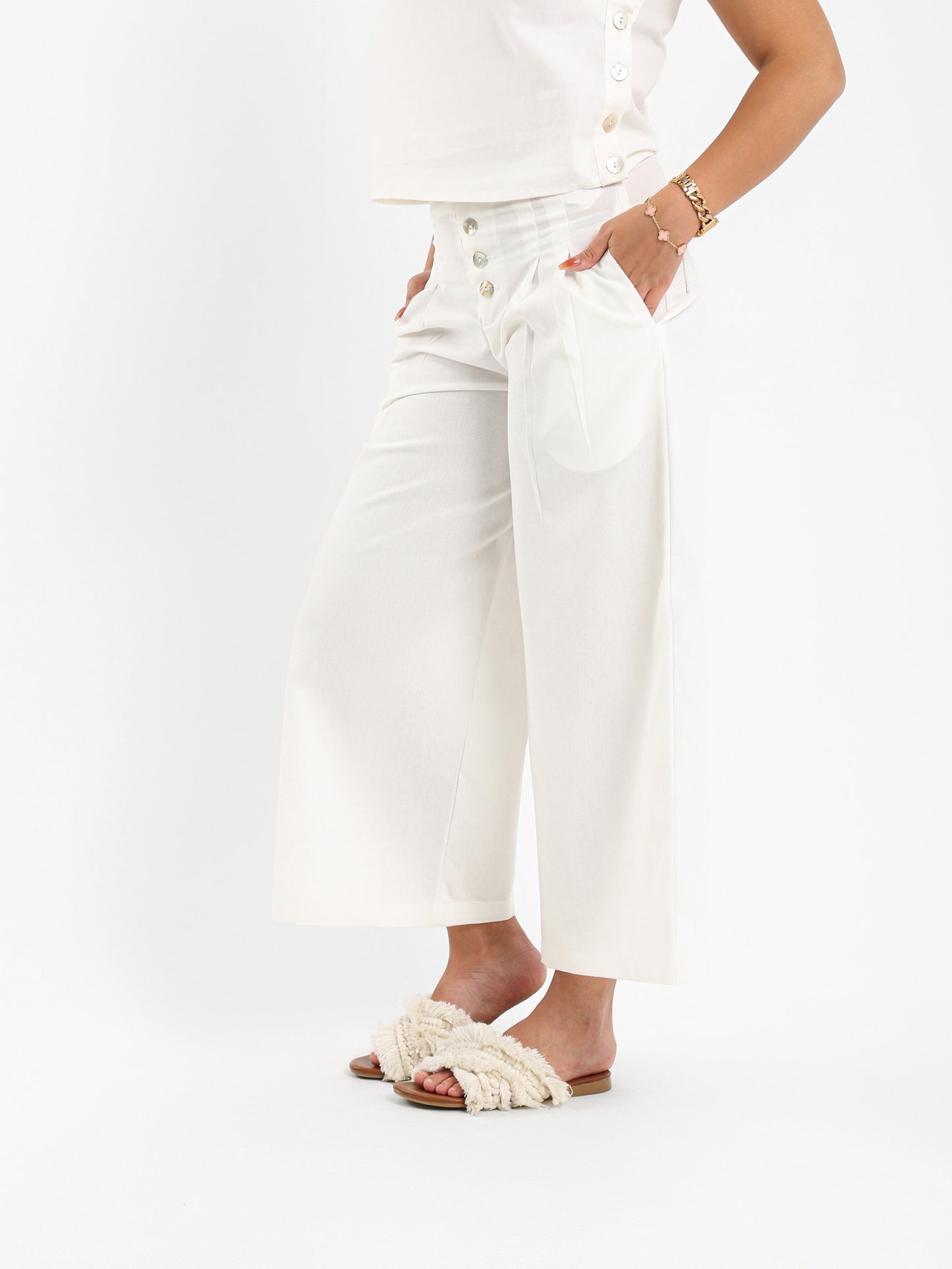 Linen Pants with Buttons