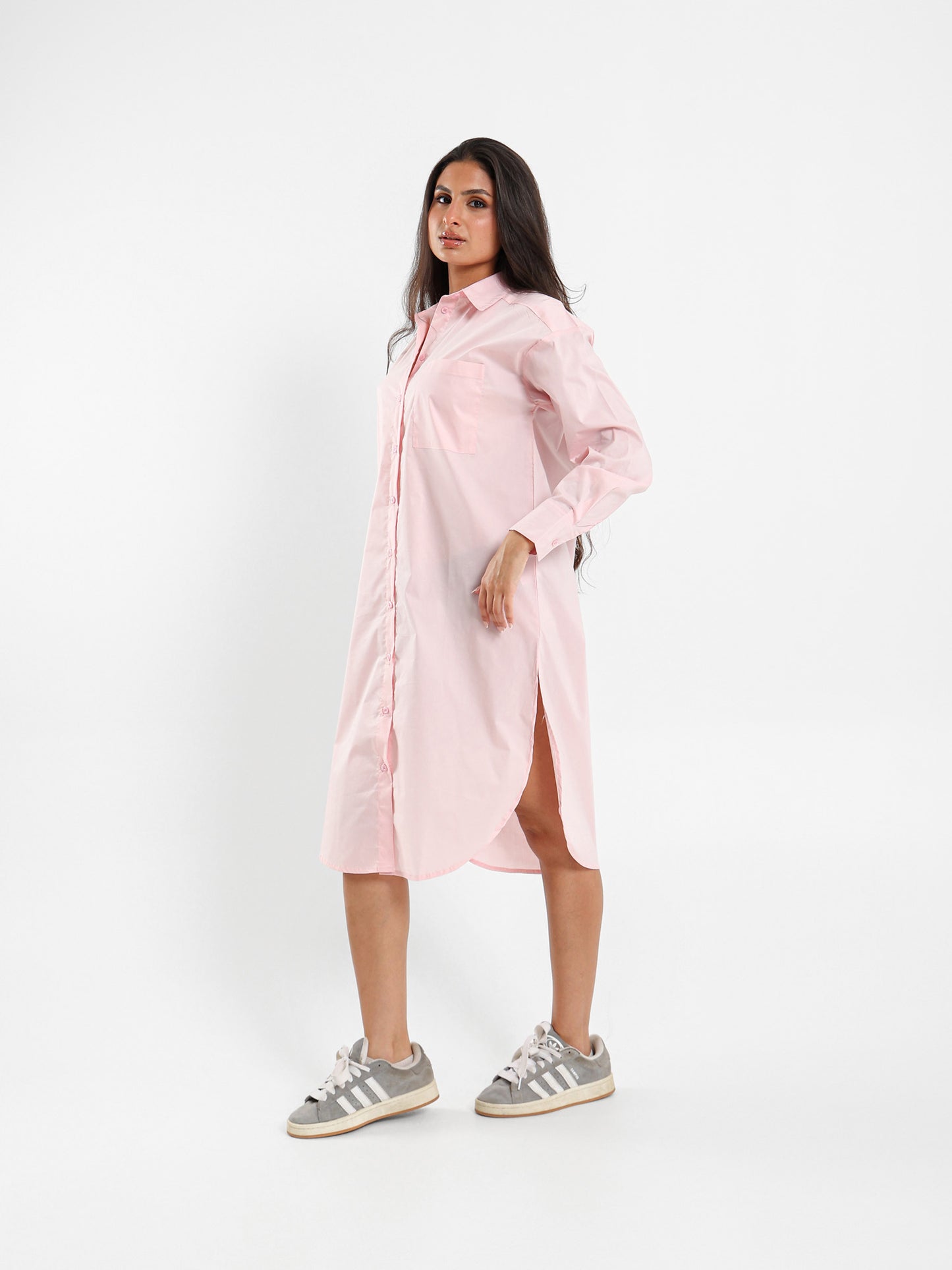 High Low Midi Shirt Dress