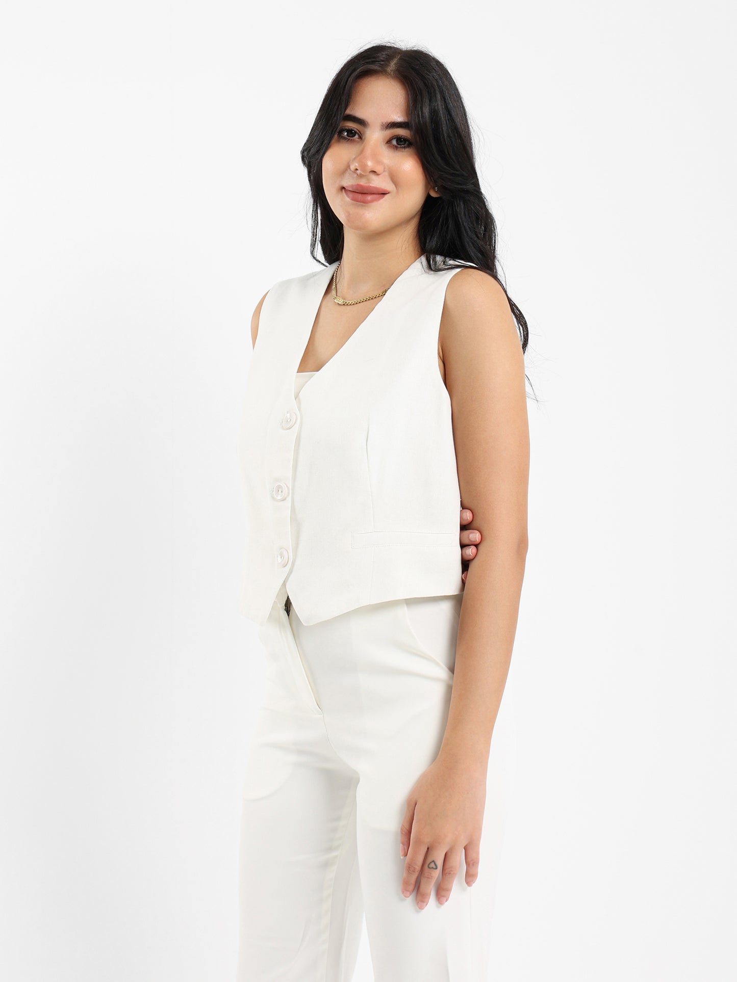 Linen Buttoned Front Vest