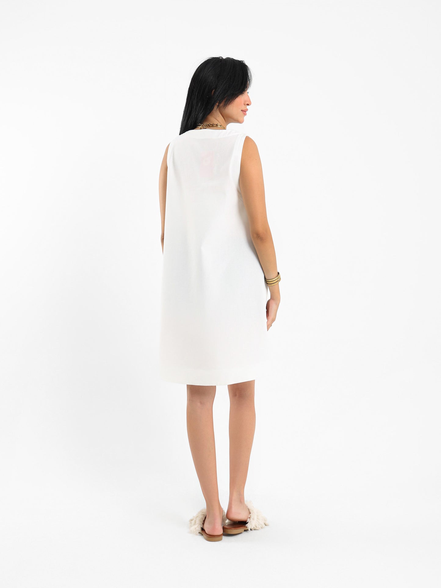 Sleeveless V-Neck Above-Knee Dress