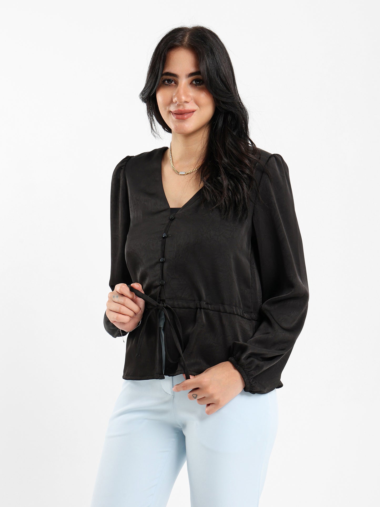 Satin Blouse With Drawstring