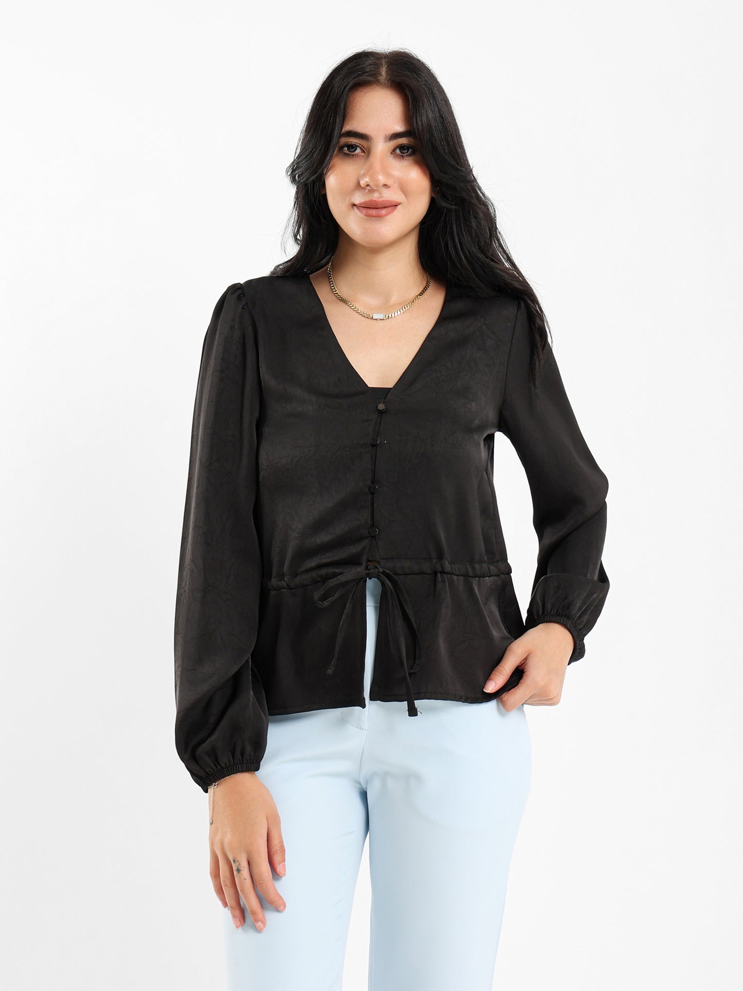 Satin Blouse With Drawstring