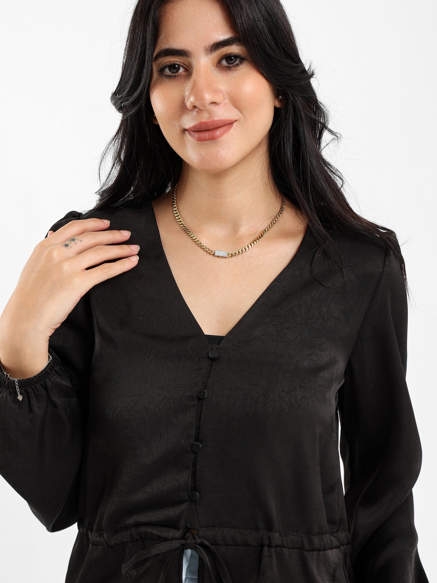 Satin Blouse With Drawstring