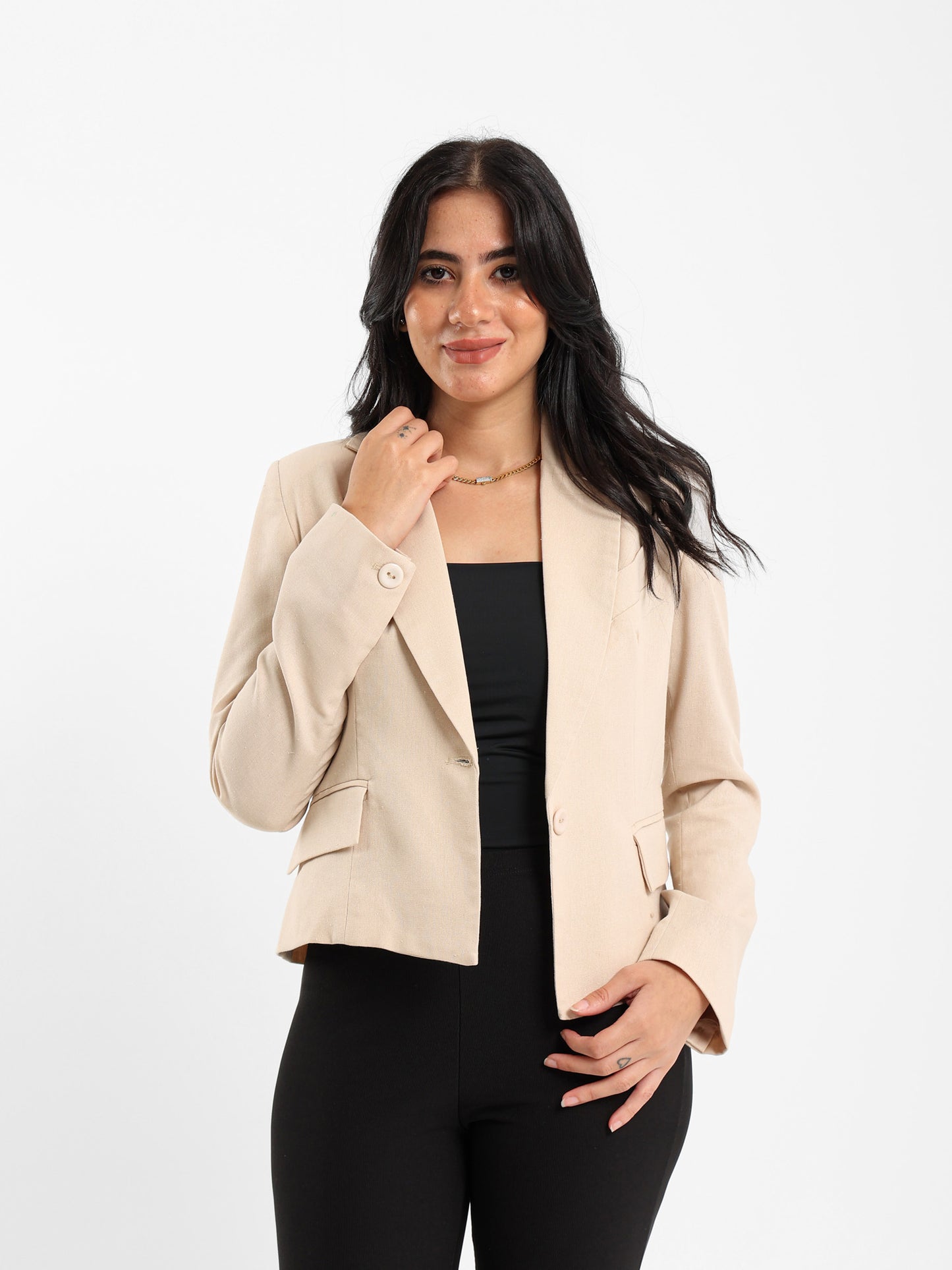 Cropped Linen Blazer