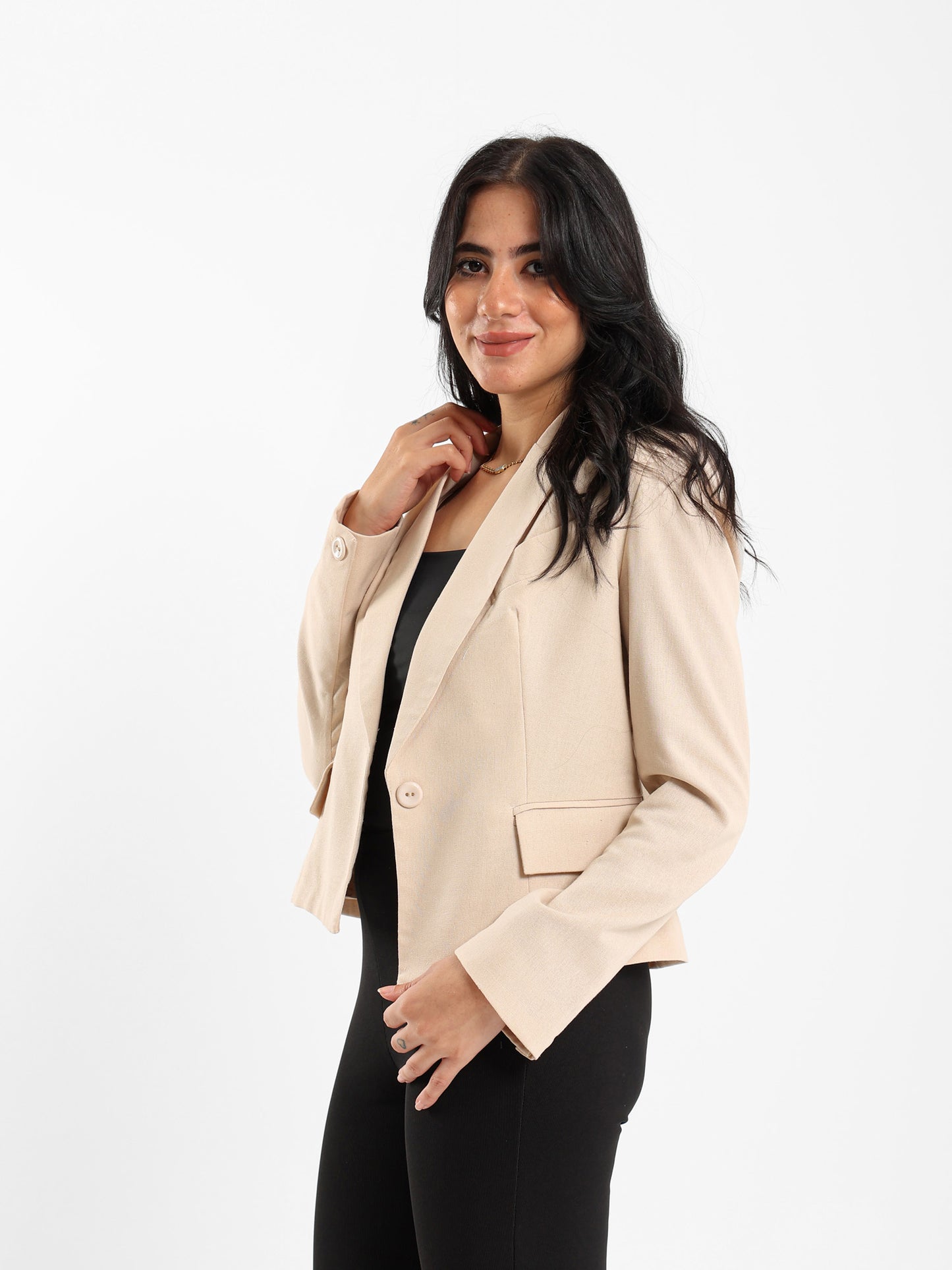 Cropped Linen Blazer
