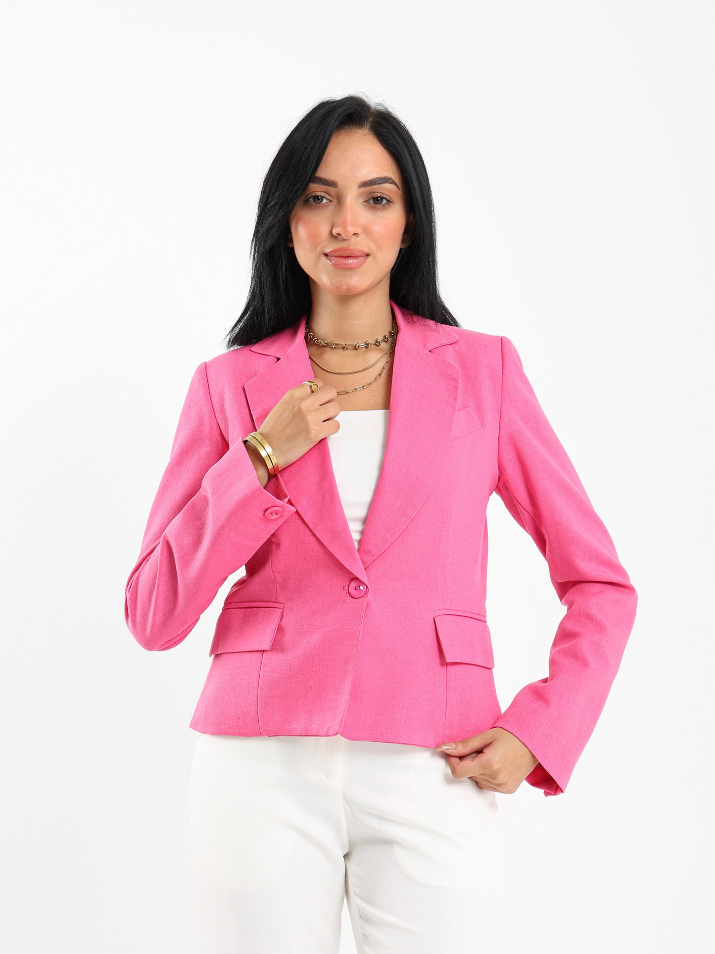 Cropped Linen Blazer
