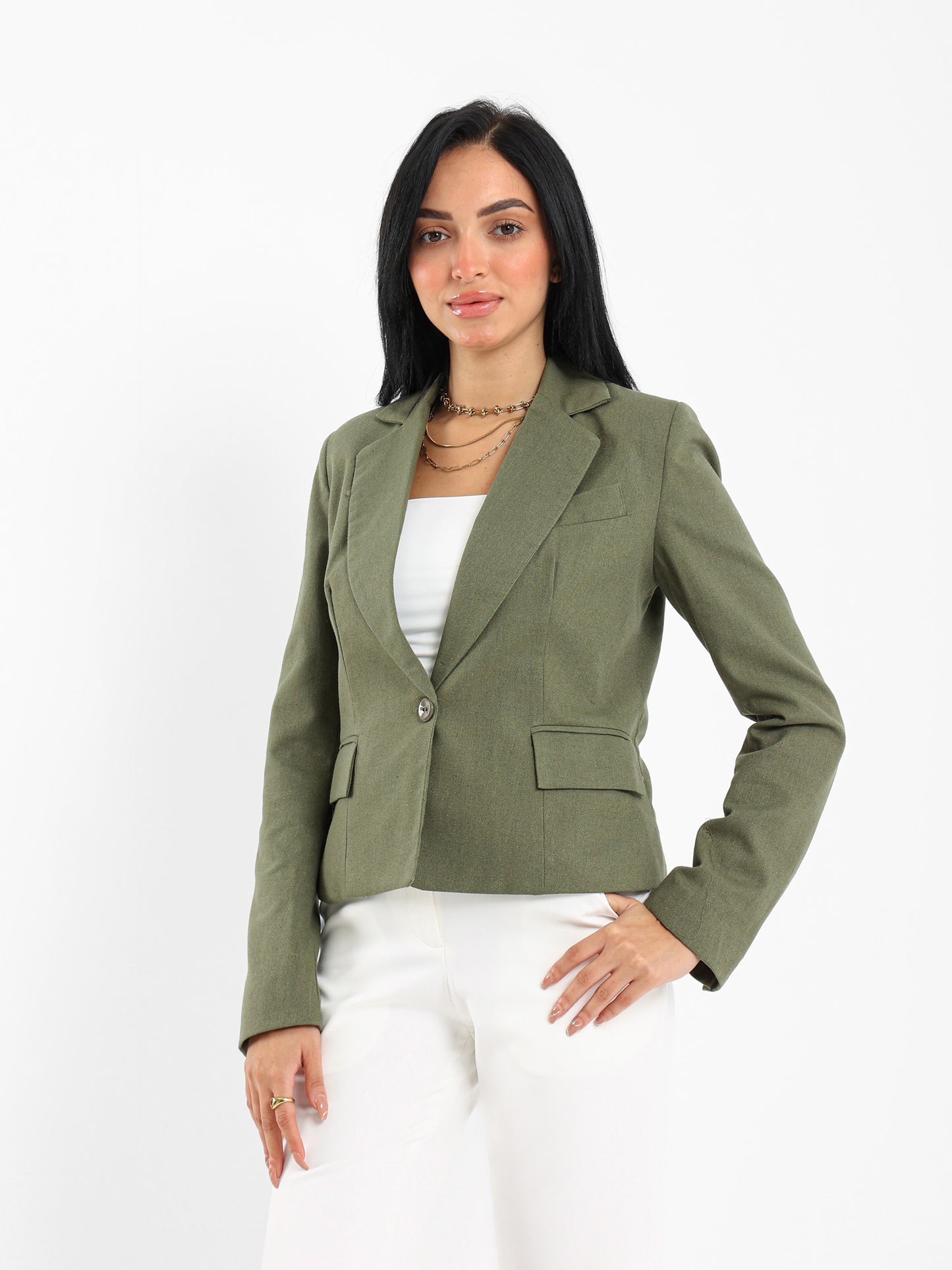 Cropped Linen Blazer