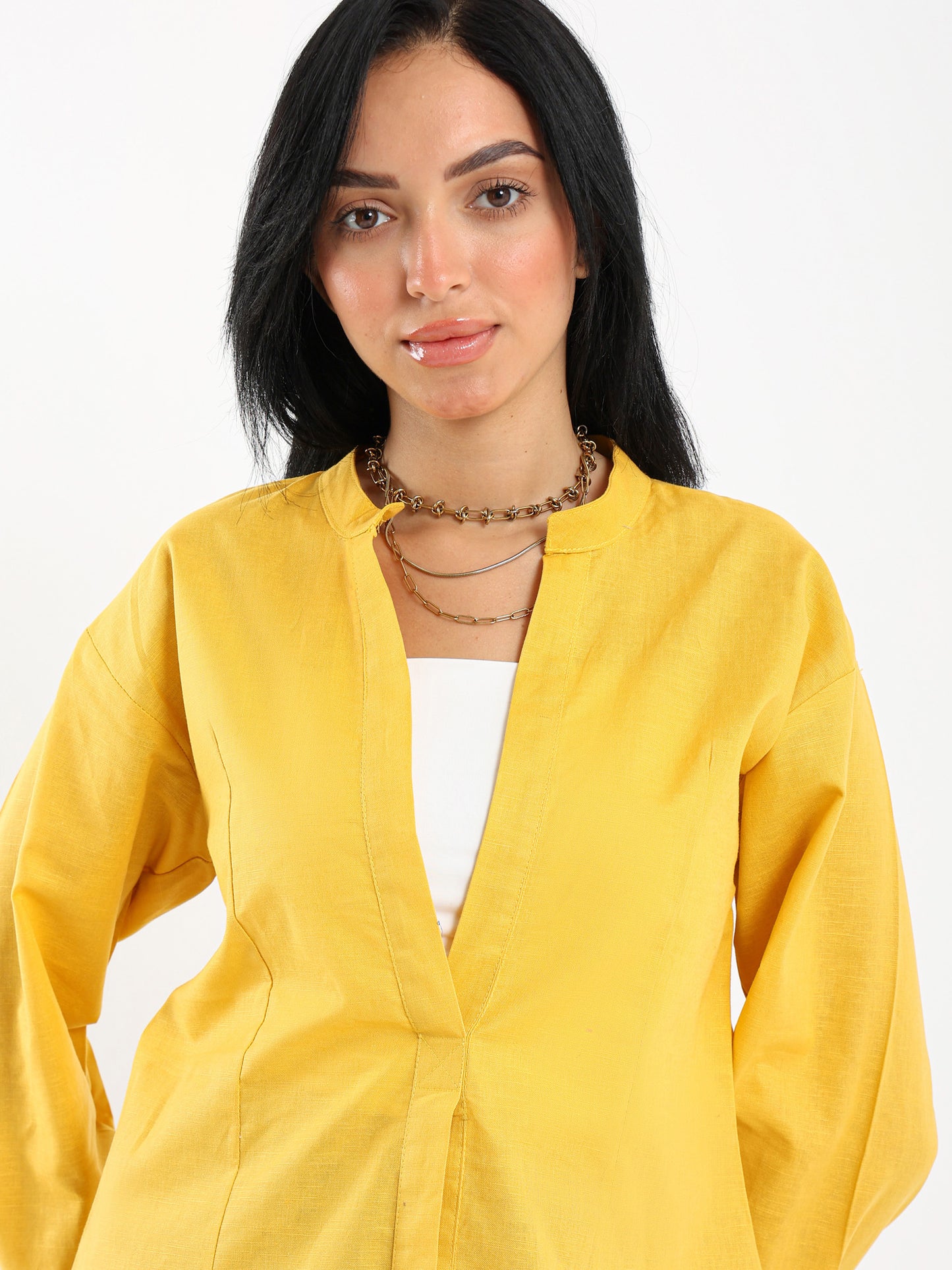 V-Neck Shirt with Front Slit