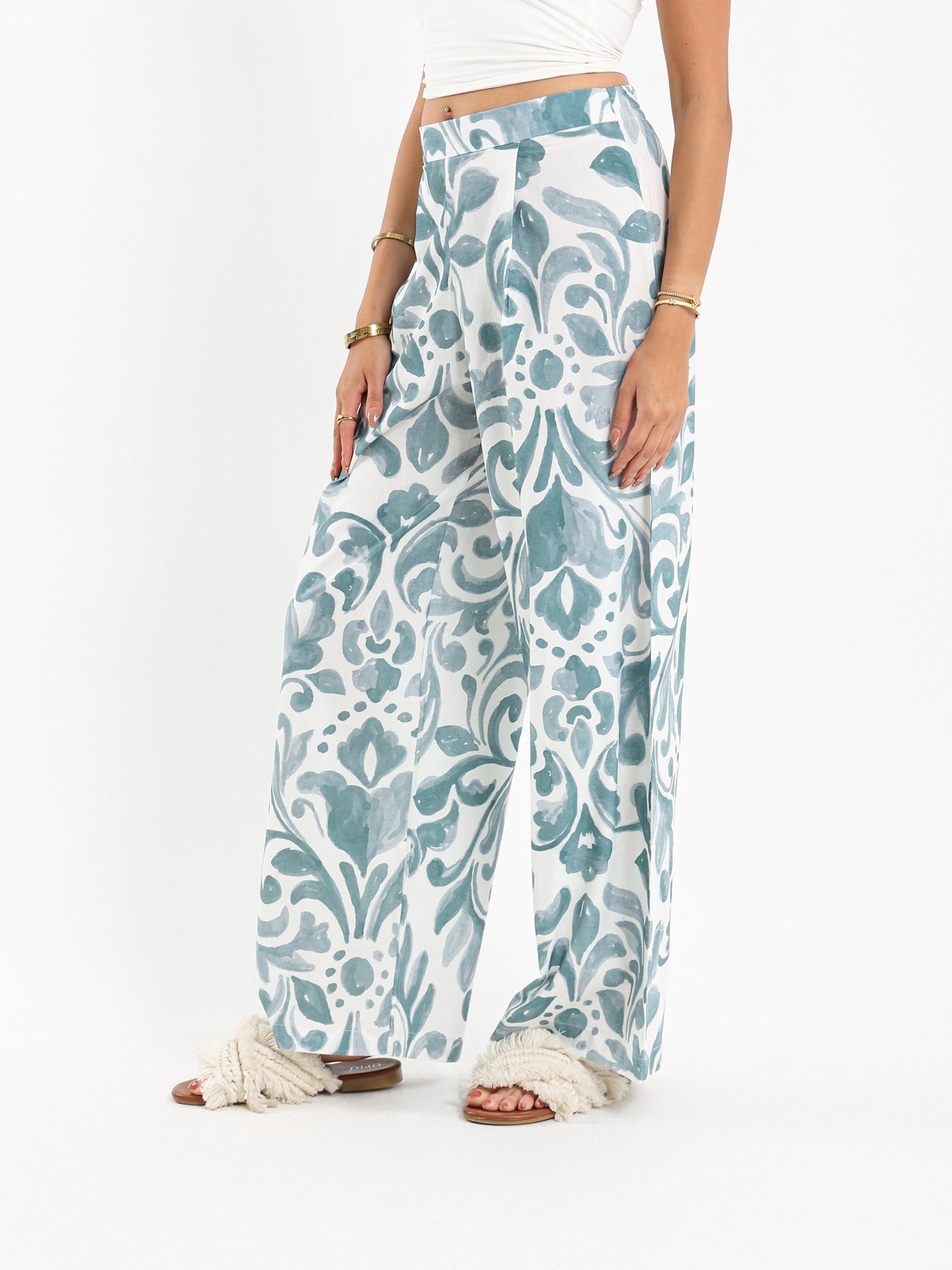 Printed Wide Legs Pants