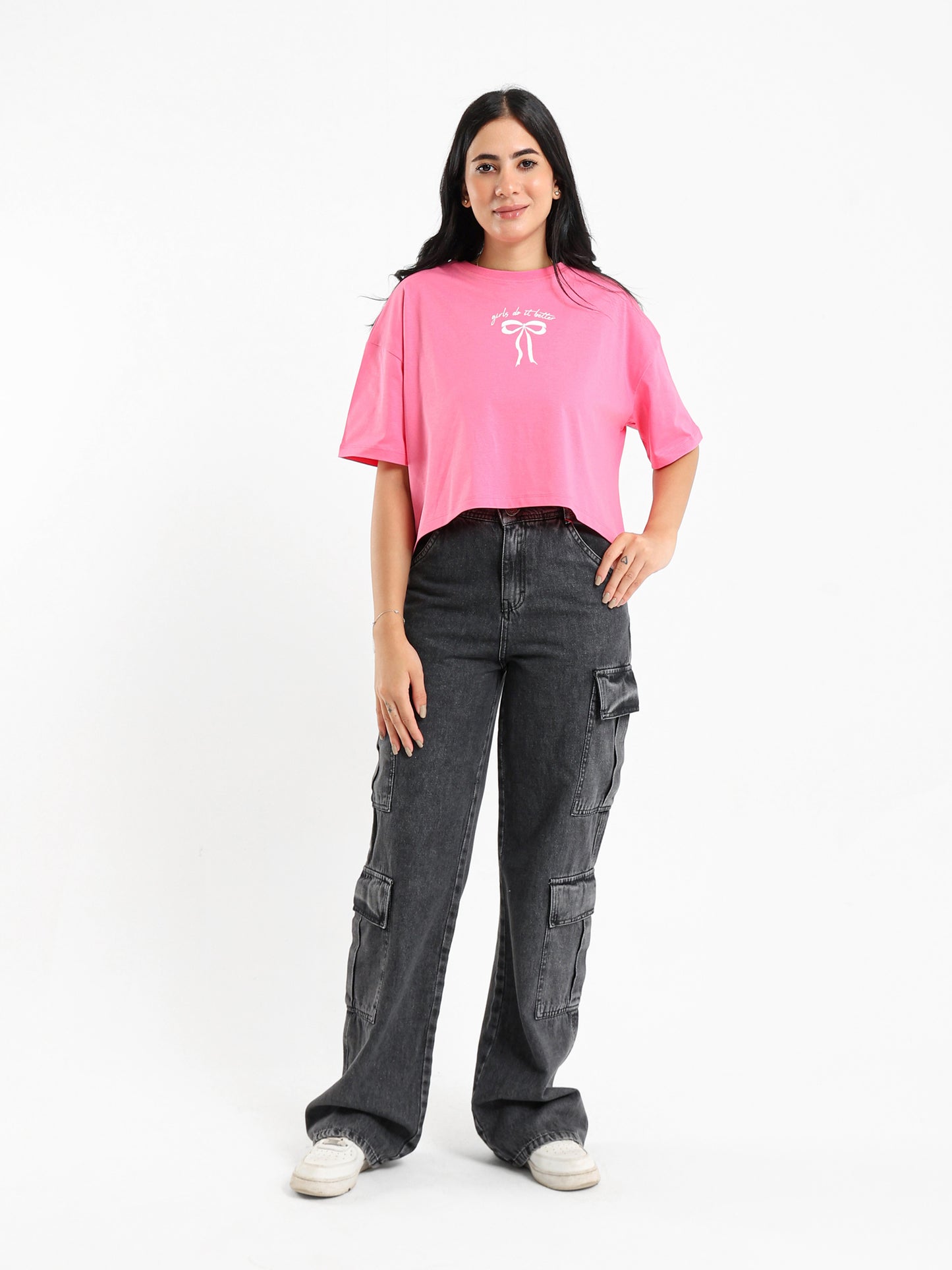 Wide Leg Cargo Denim Jeans