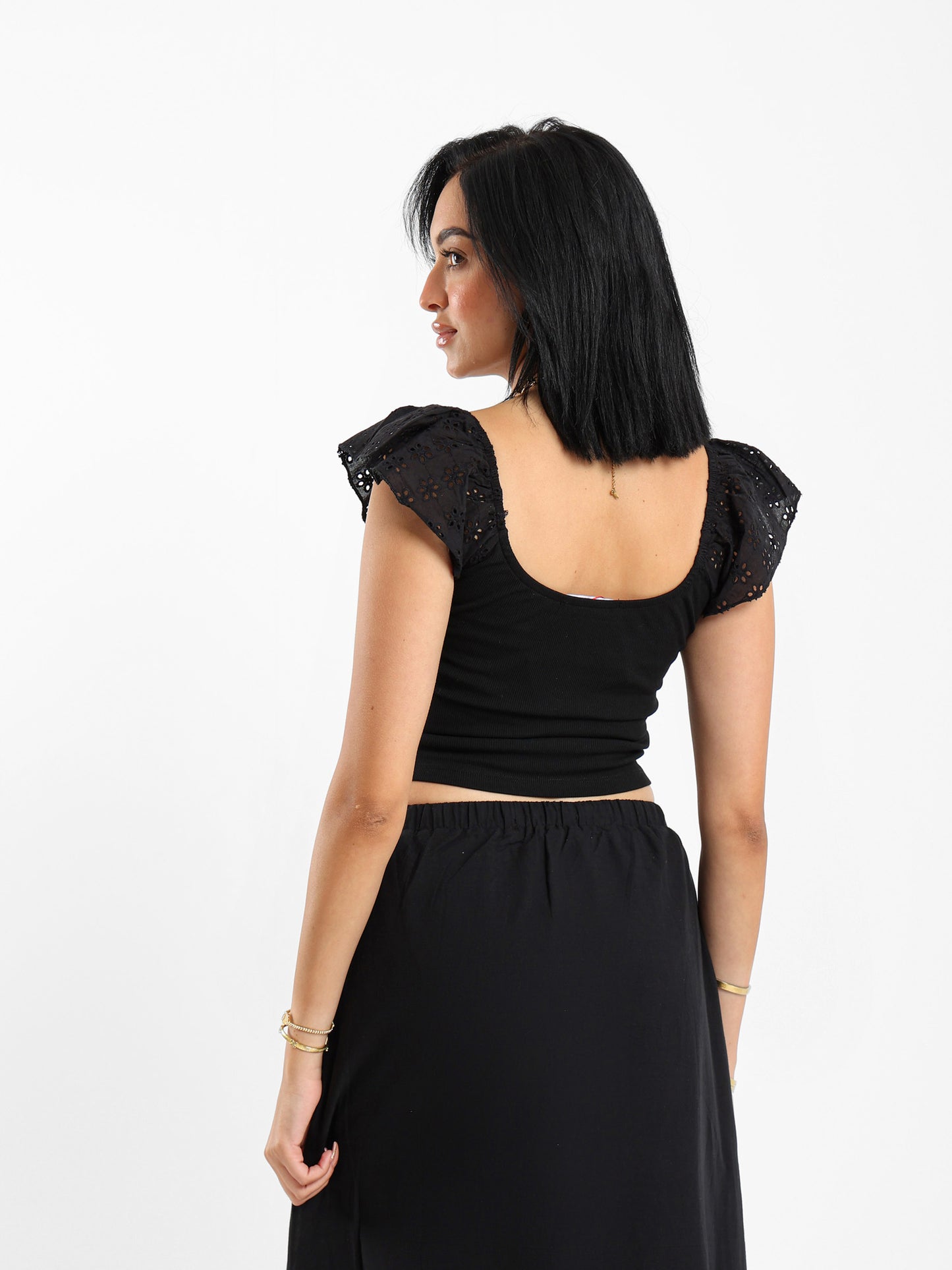 Ribbed Top with Ruffled Sleeves