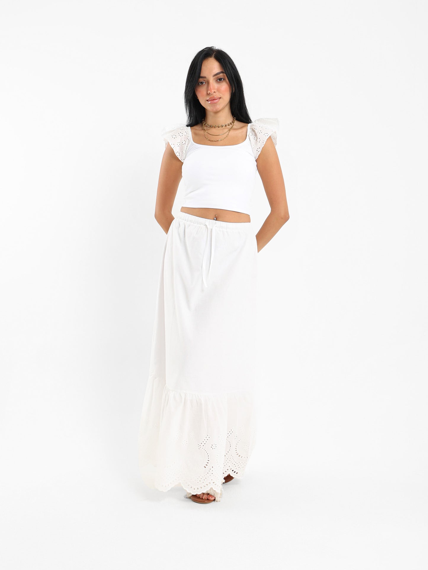 Ribbed Top with Ruffled Sleeves