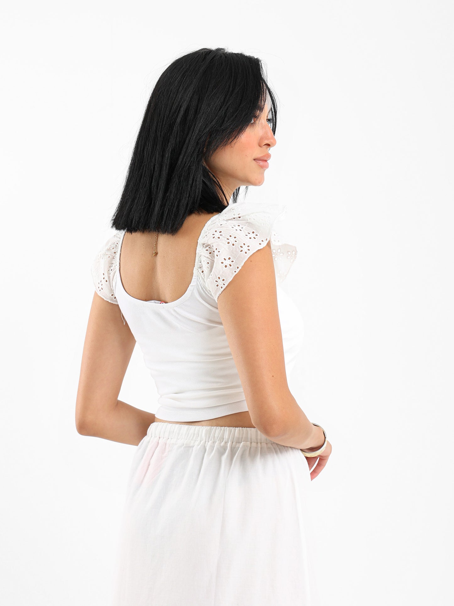 Ribbed Top with Ruffled Sleeves