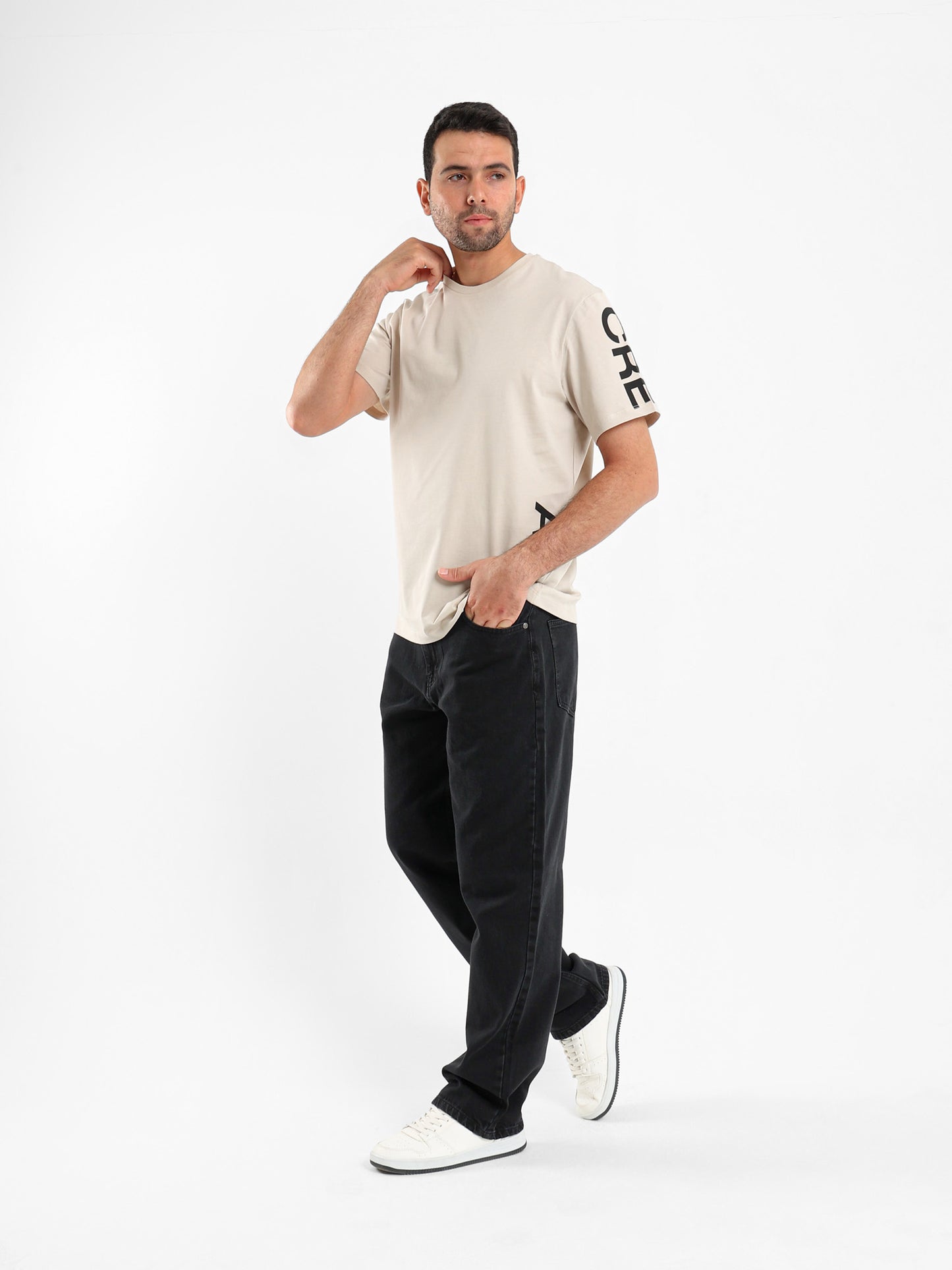 Placement Print Crew Neck Half Sleeve T-Shirt