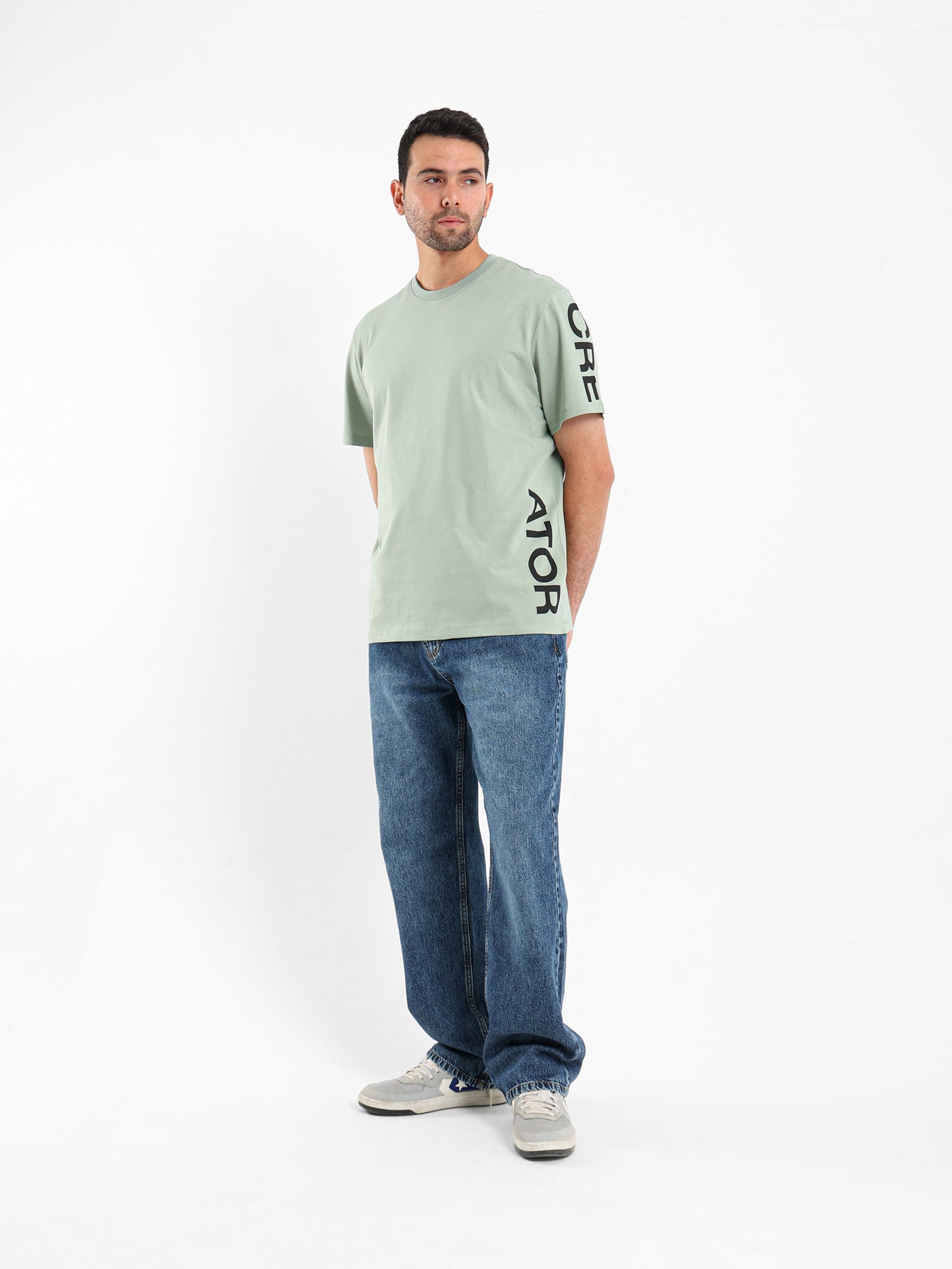 Placement Print Crew Neck Half Sleeve T-Shirt