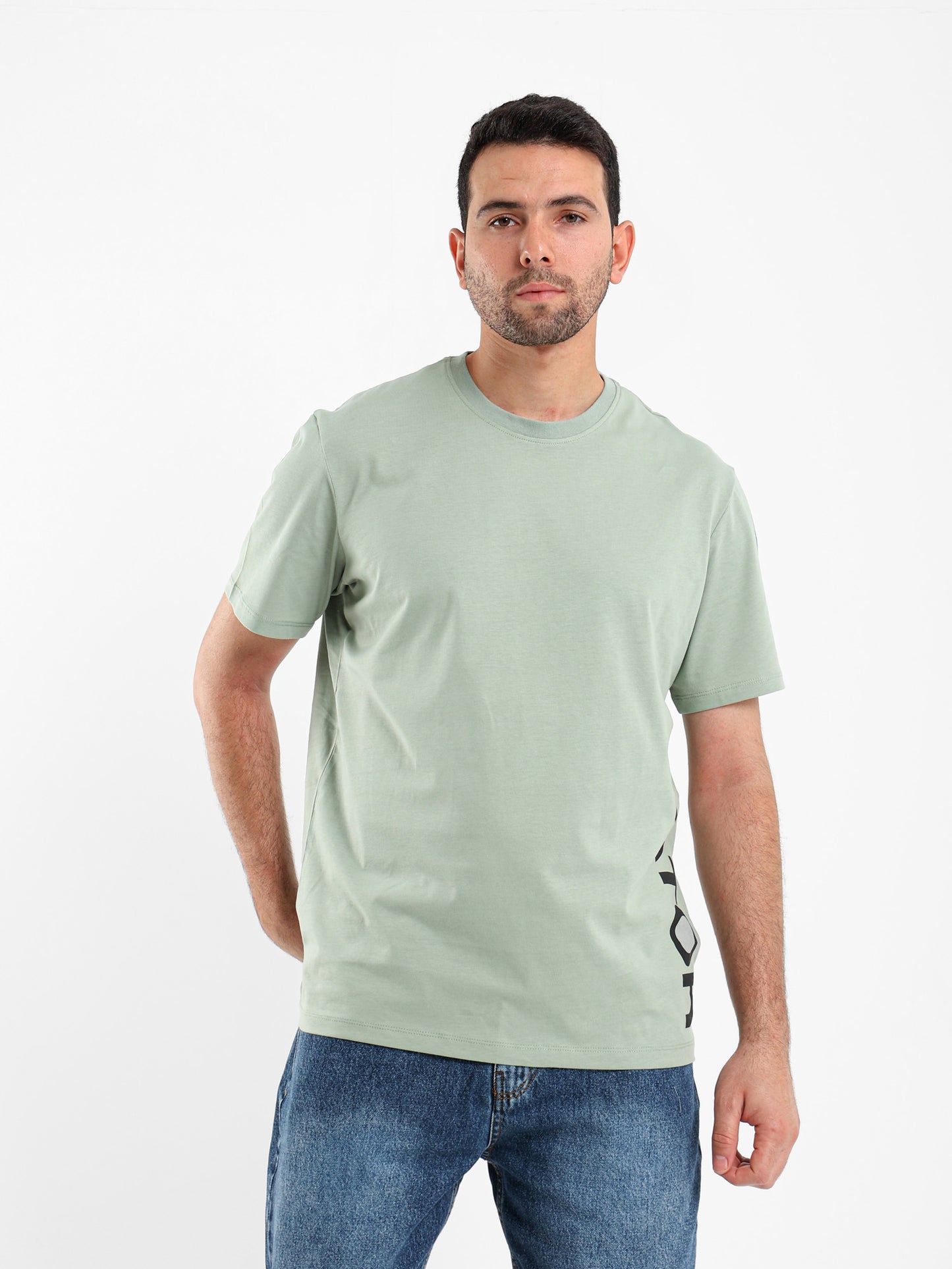 Placement Print Crew Neck Half Sleeve T-Shirt