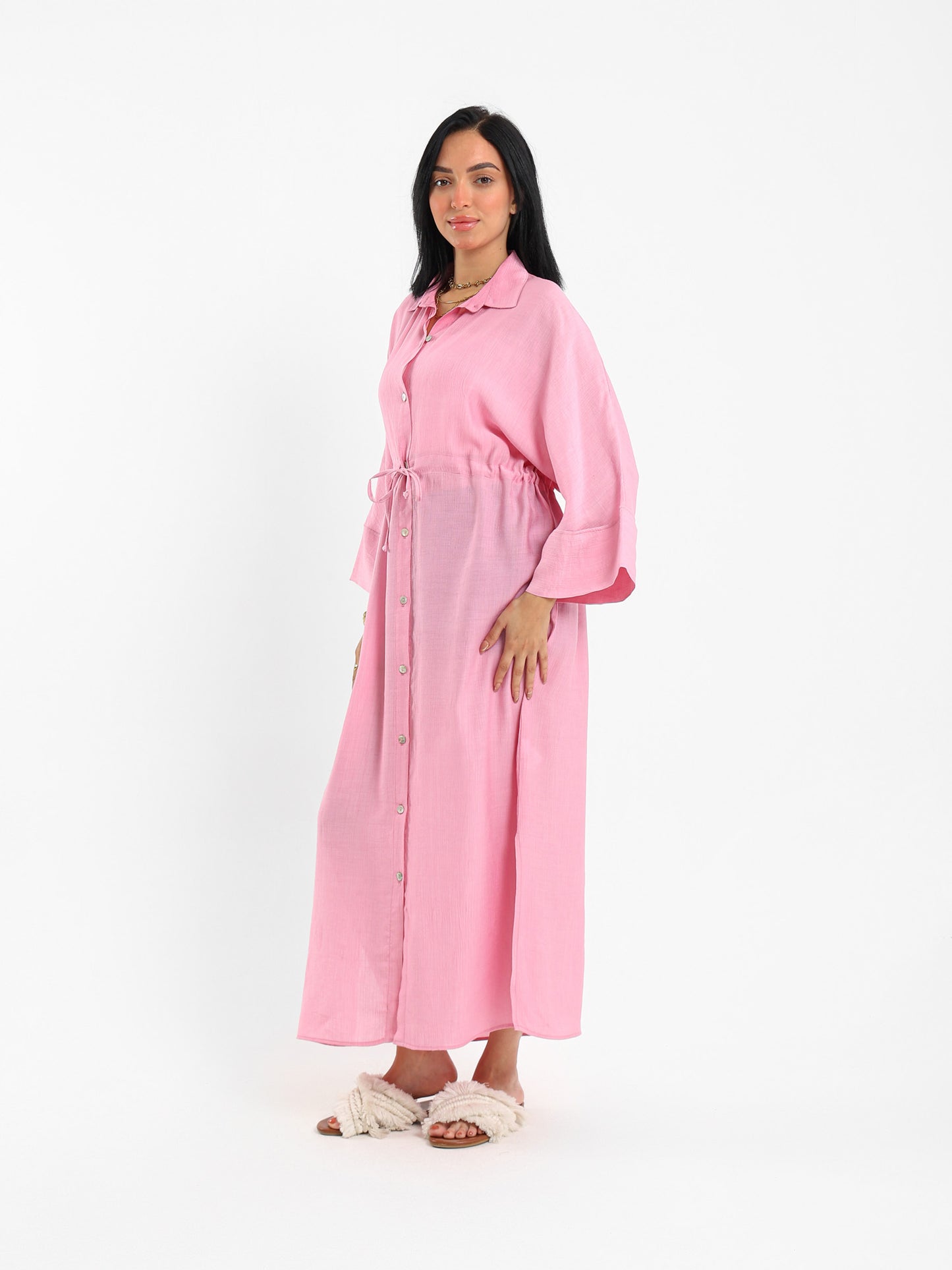Drawstring Waist Shirt Dress