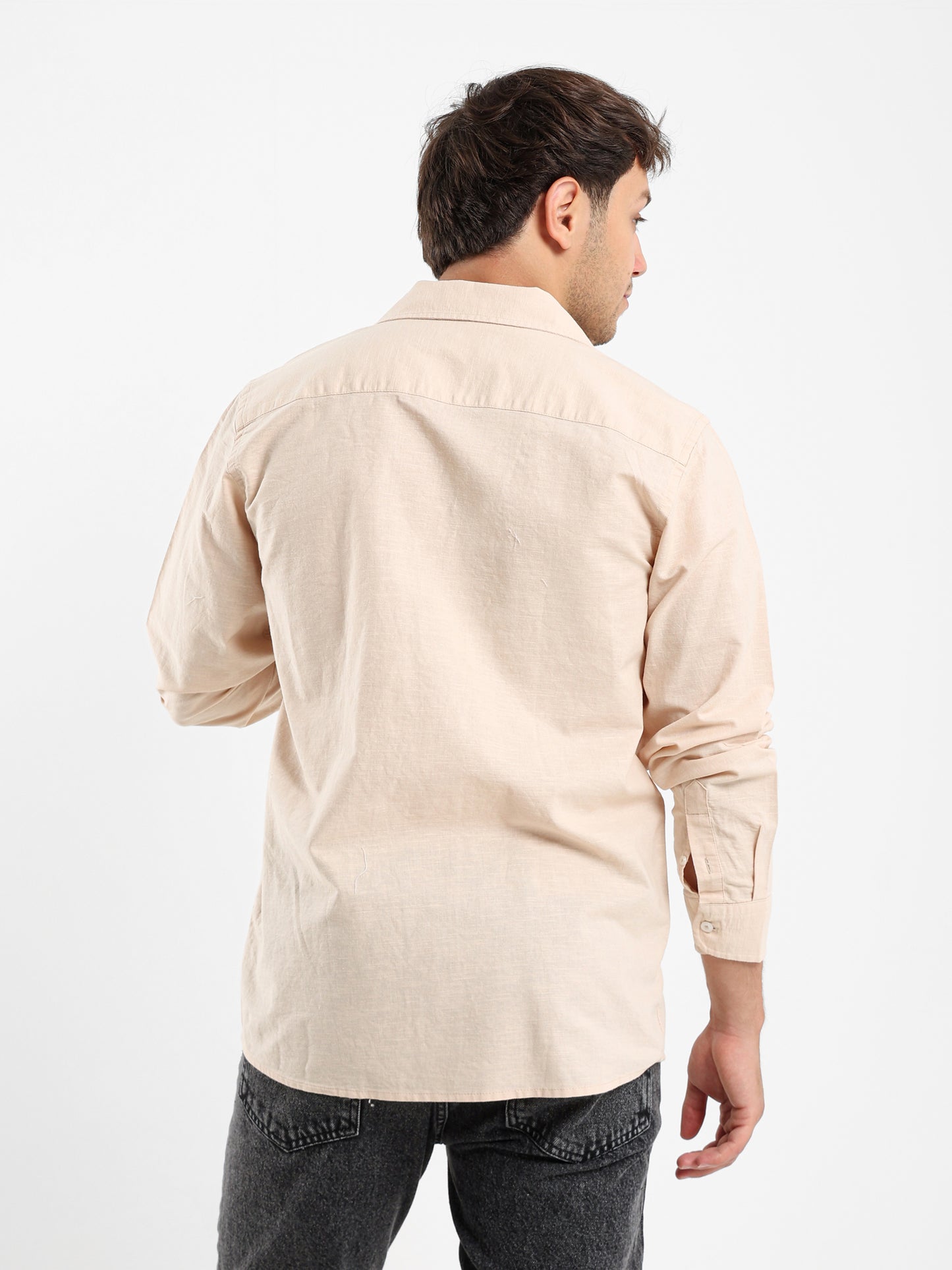 Relaxed Linen Shirt with Contrast Collar