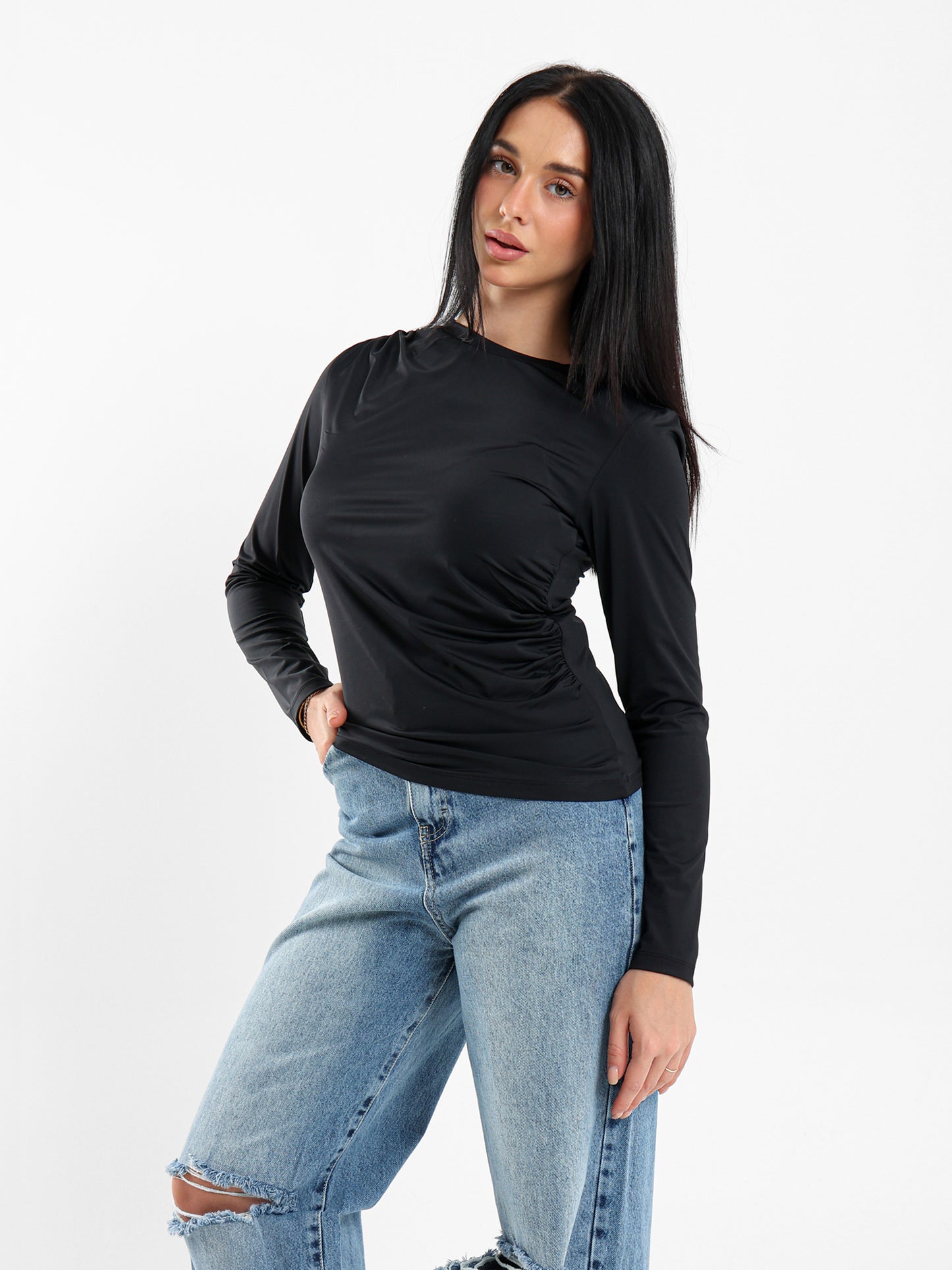 Draped Long-Sleeve Top