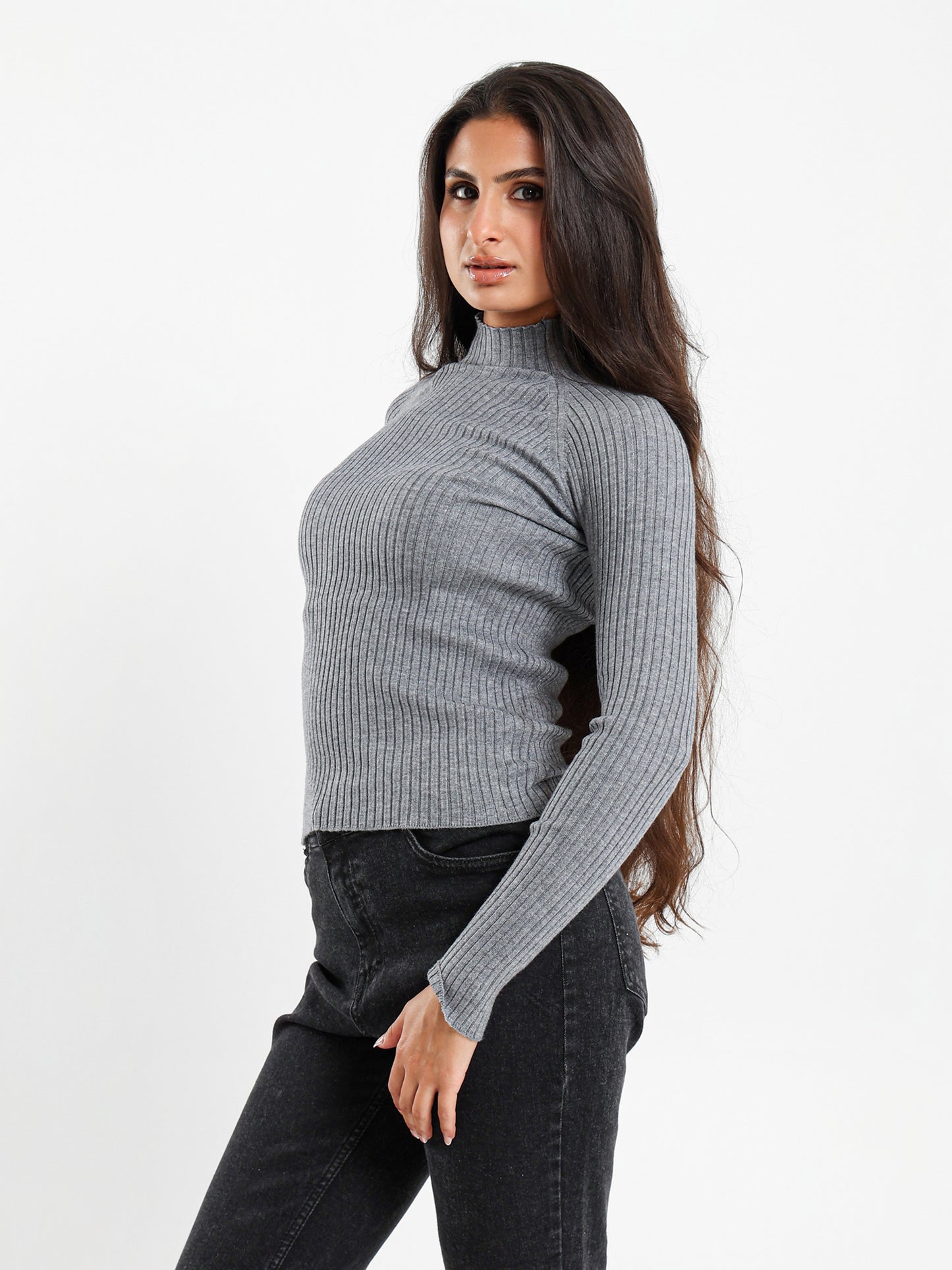 Mock Neck Slim Pullover