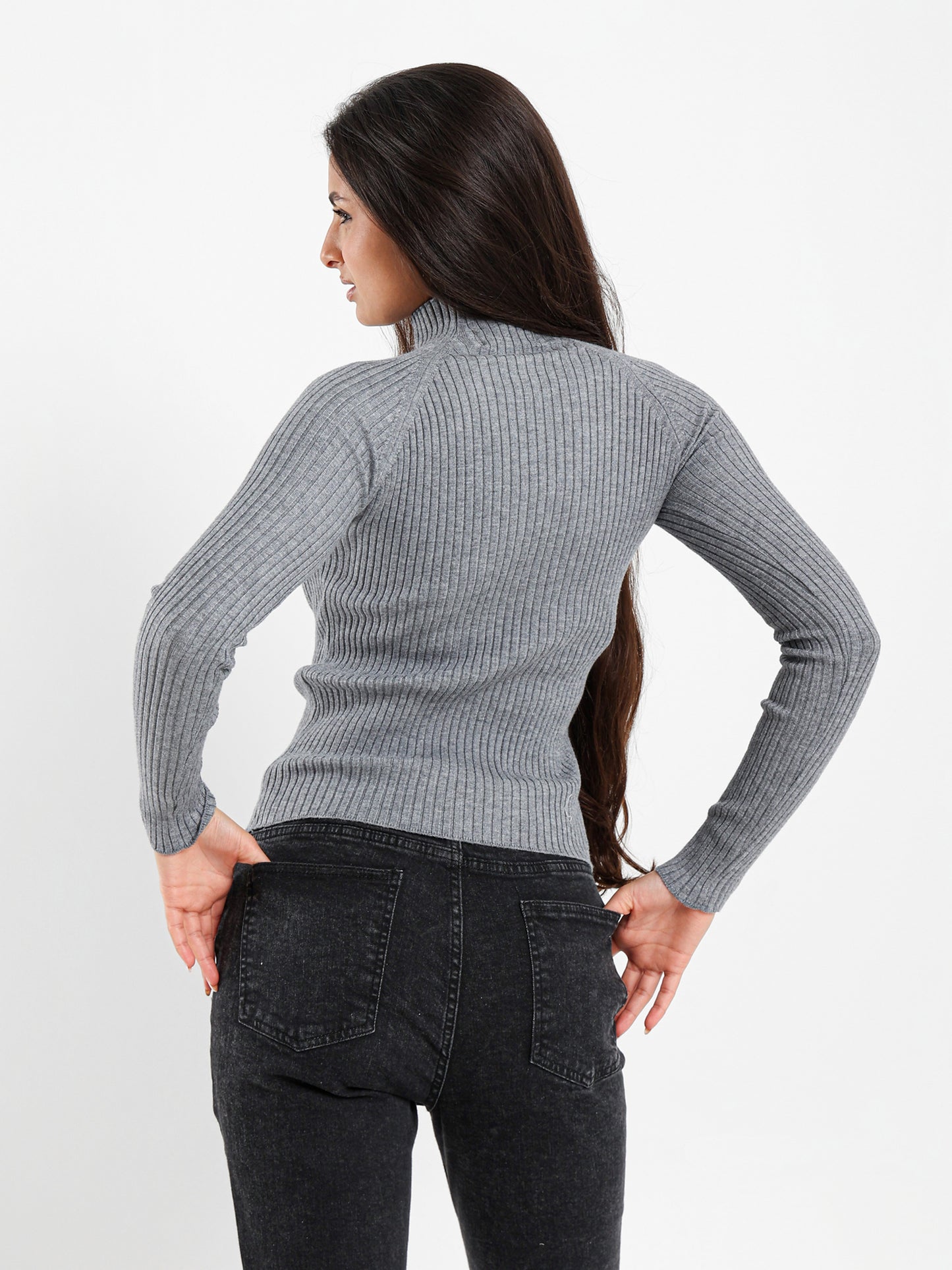 Mock Neck Slim Pullover